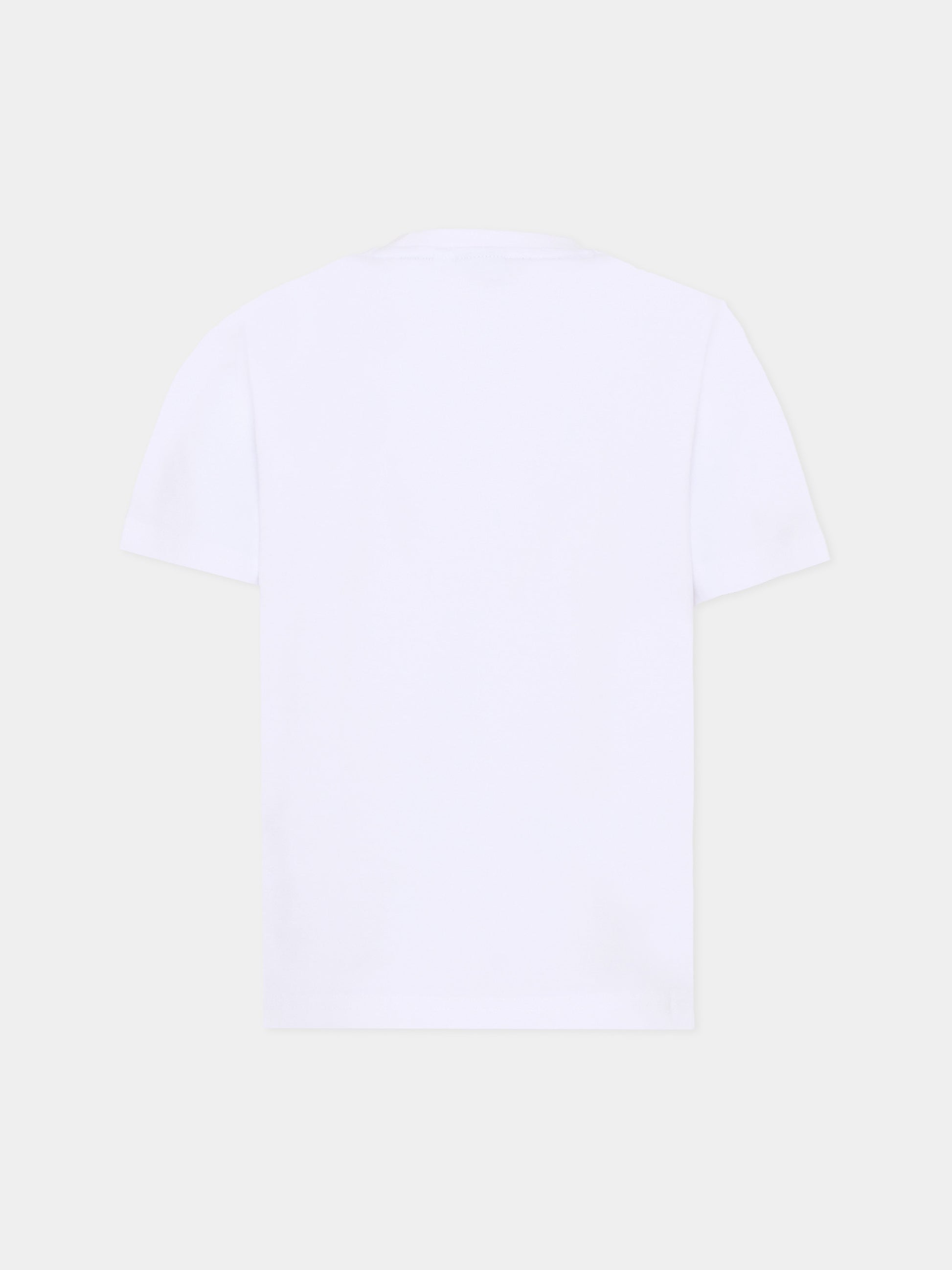 T-shirt bianca per bambino con logo e grattacieli,Boss,J52989 10P