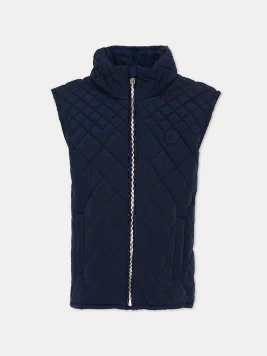 Gilet blu per bambino trapuntato,Boss,J53003 849