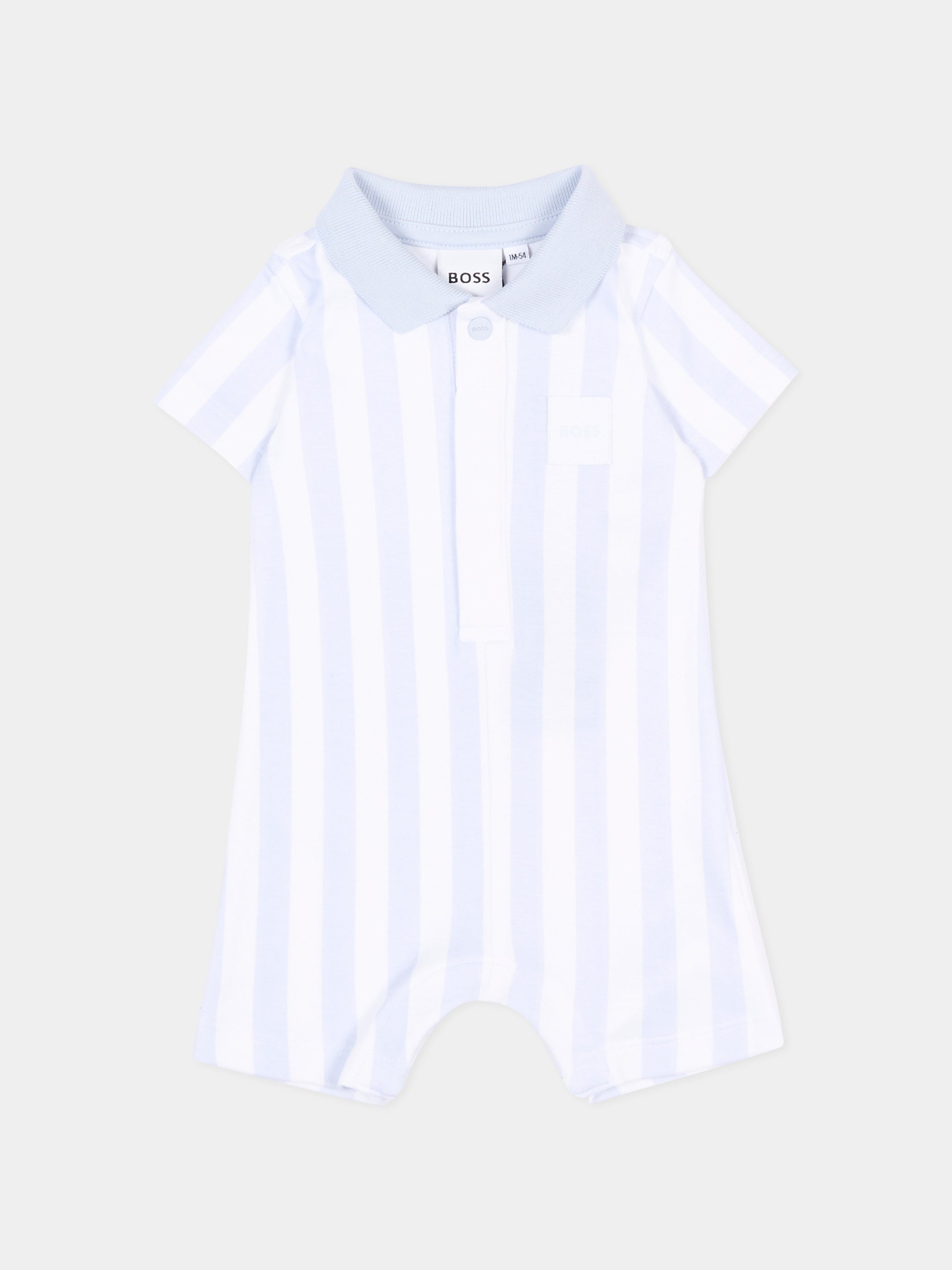 Pagliaccetto celeste a righe per neonato,Boss,J53032 771