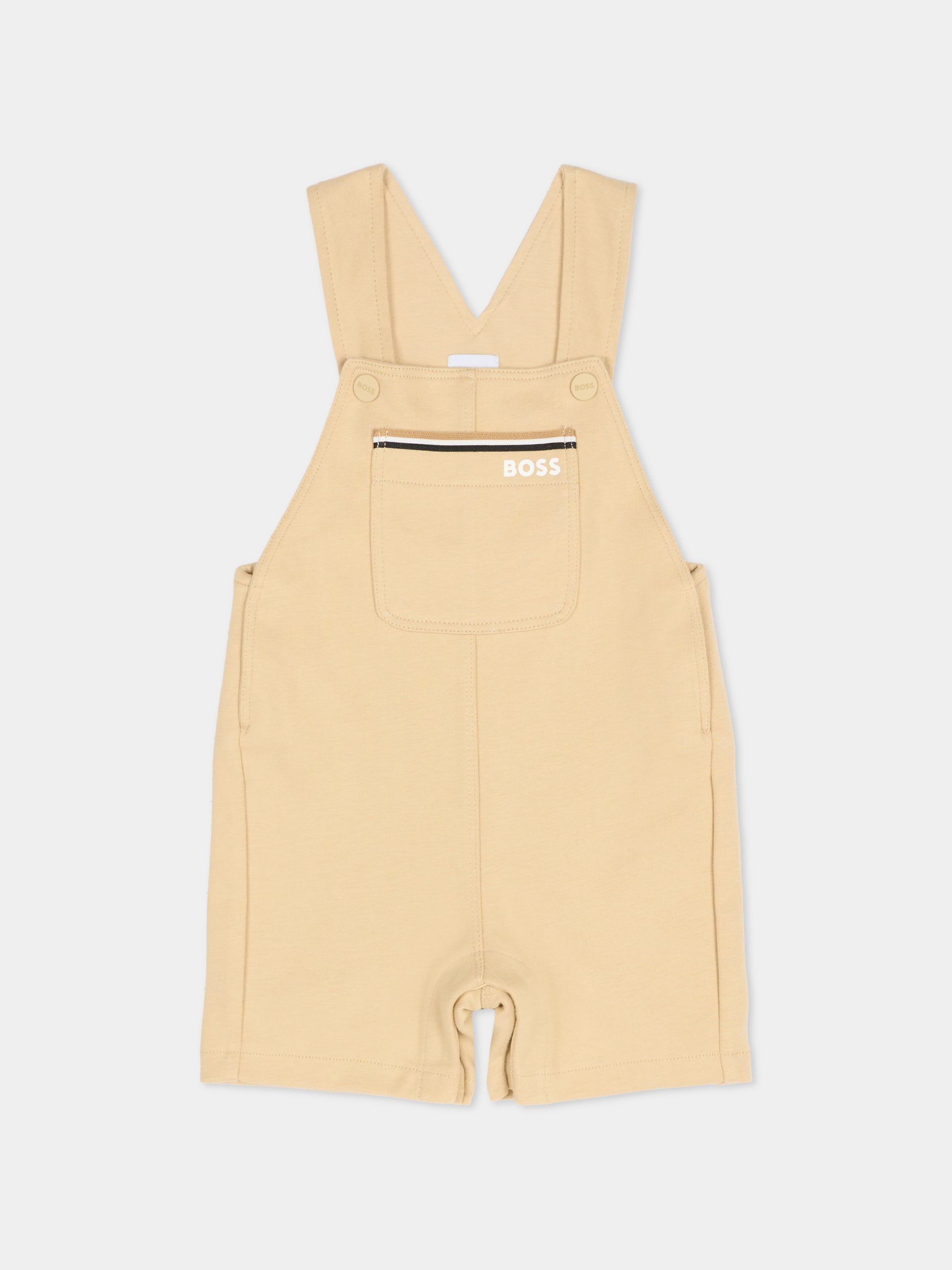 Salopette beige per neonato con logo,Boss,J53035 249
