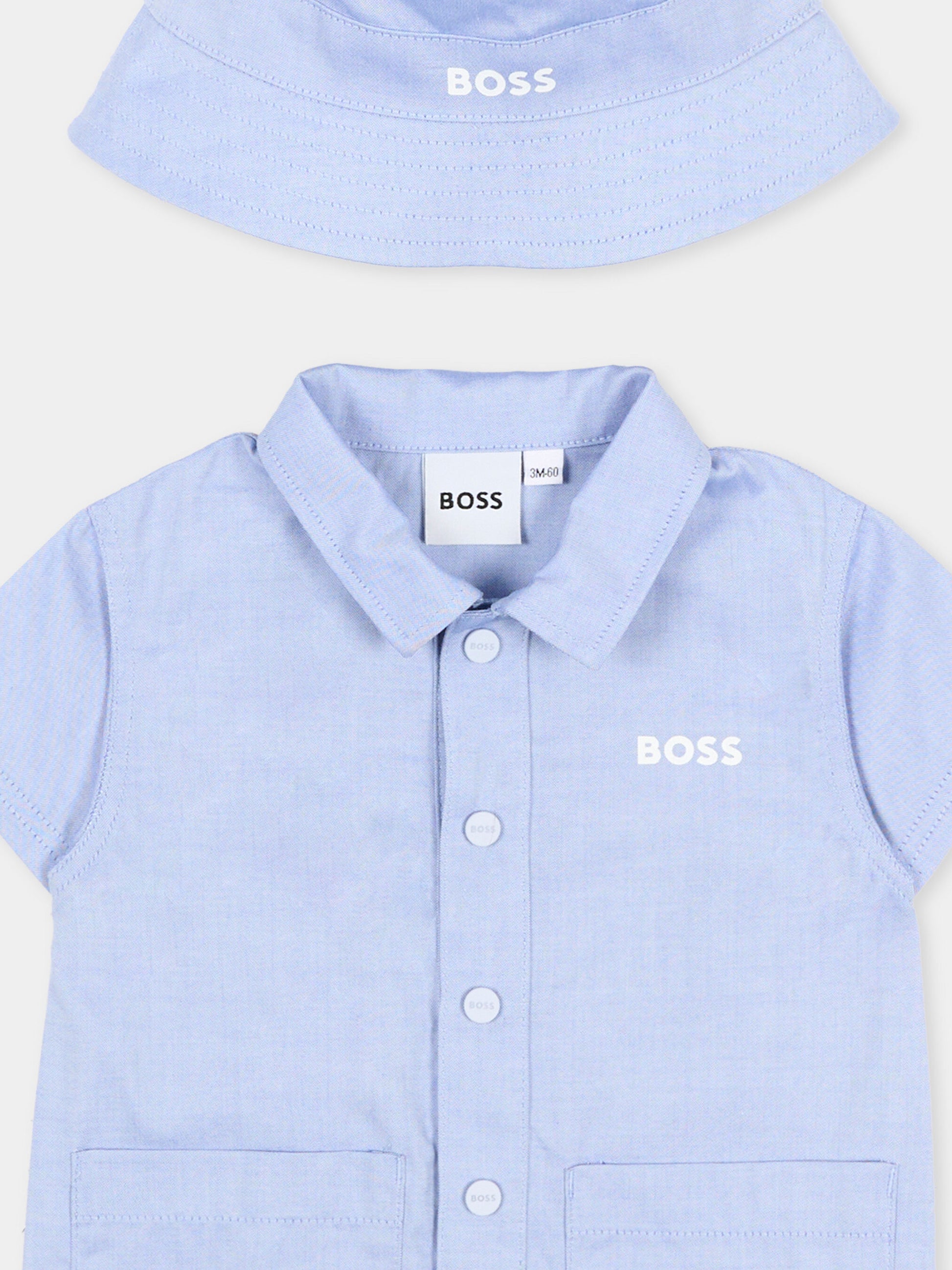 Pagliaccetto celeste per neonato con cappello,Boss,J53043 813