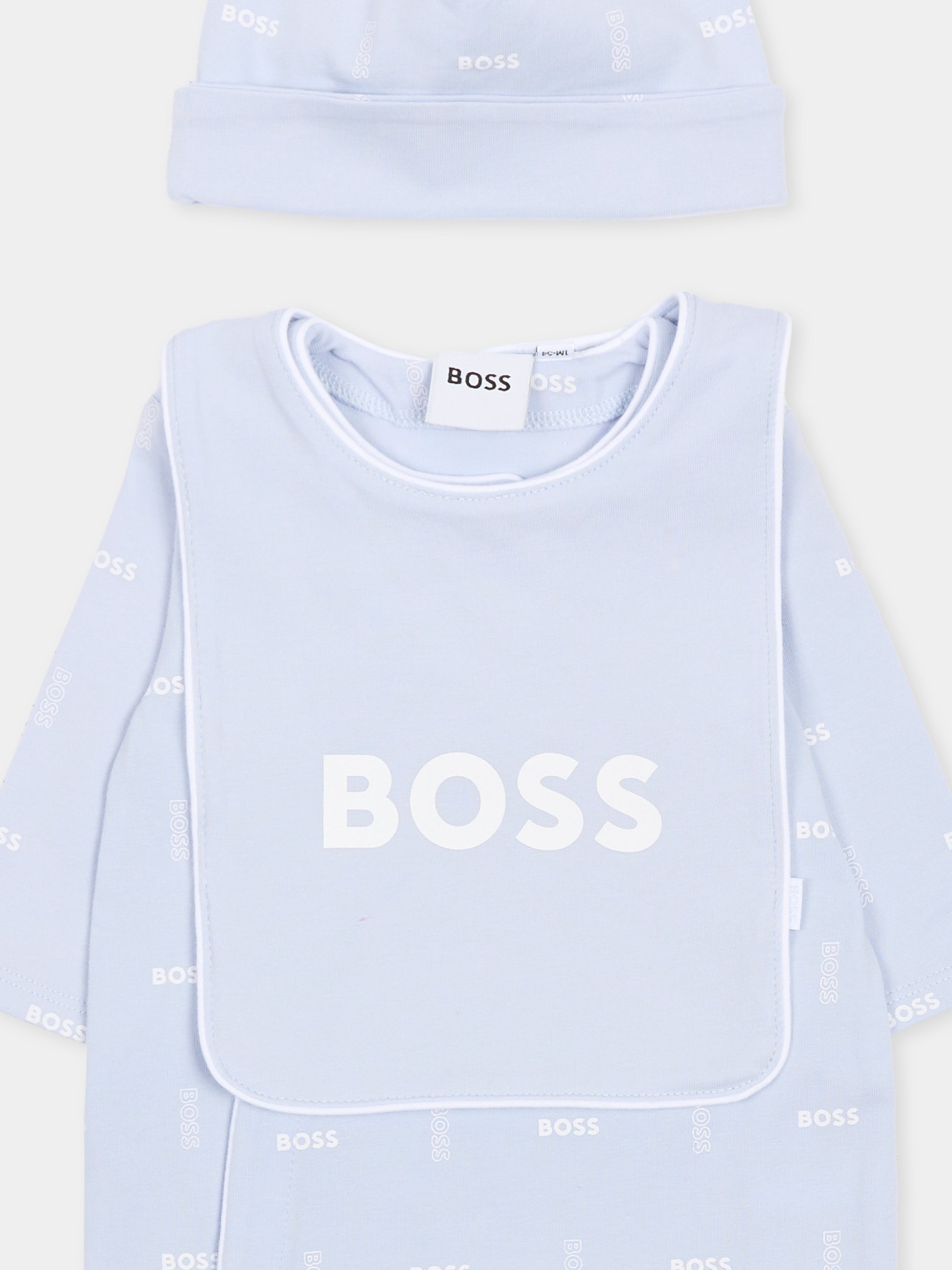 Set tutine celeste per neonato con logo,Boss,J53045 771