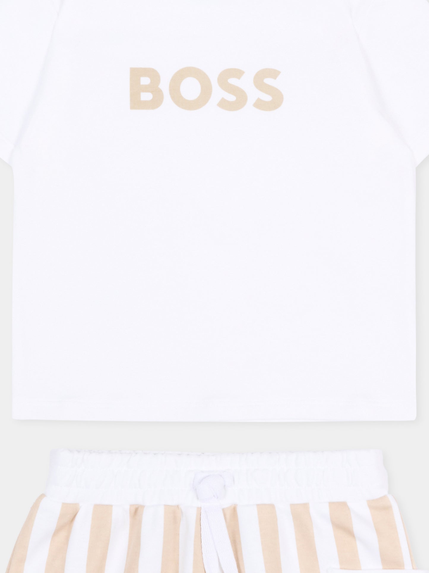 Completo sportivo beige per neonato a righe,Boss,J53048 249