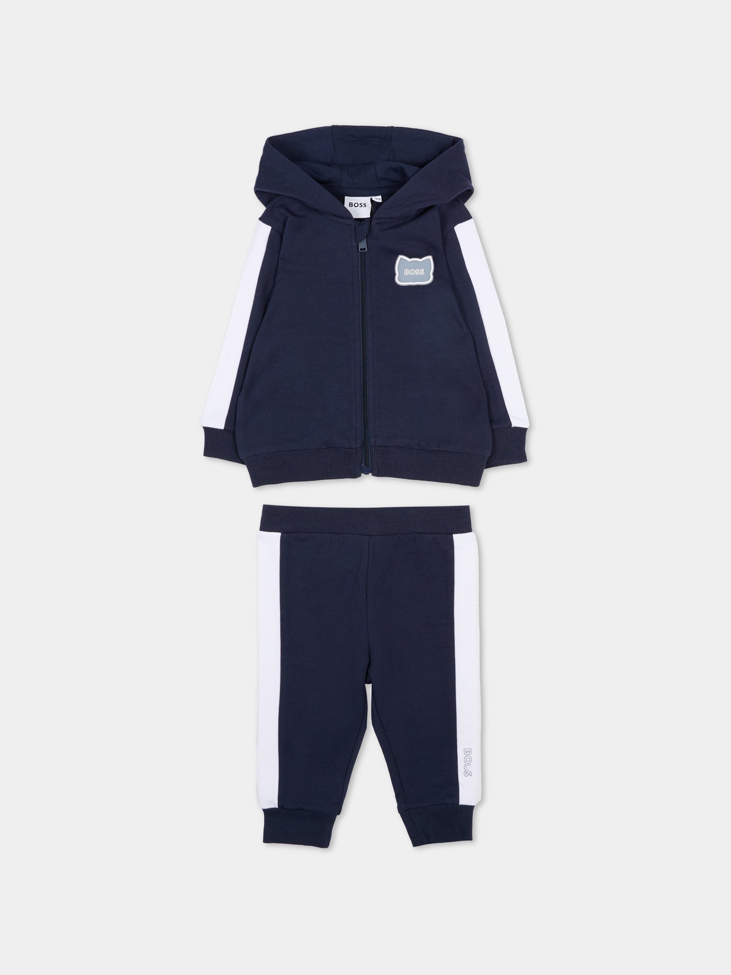 Completo blu per neonato con logo e panda,Boss,J53051 849