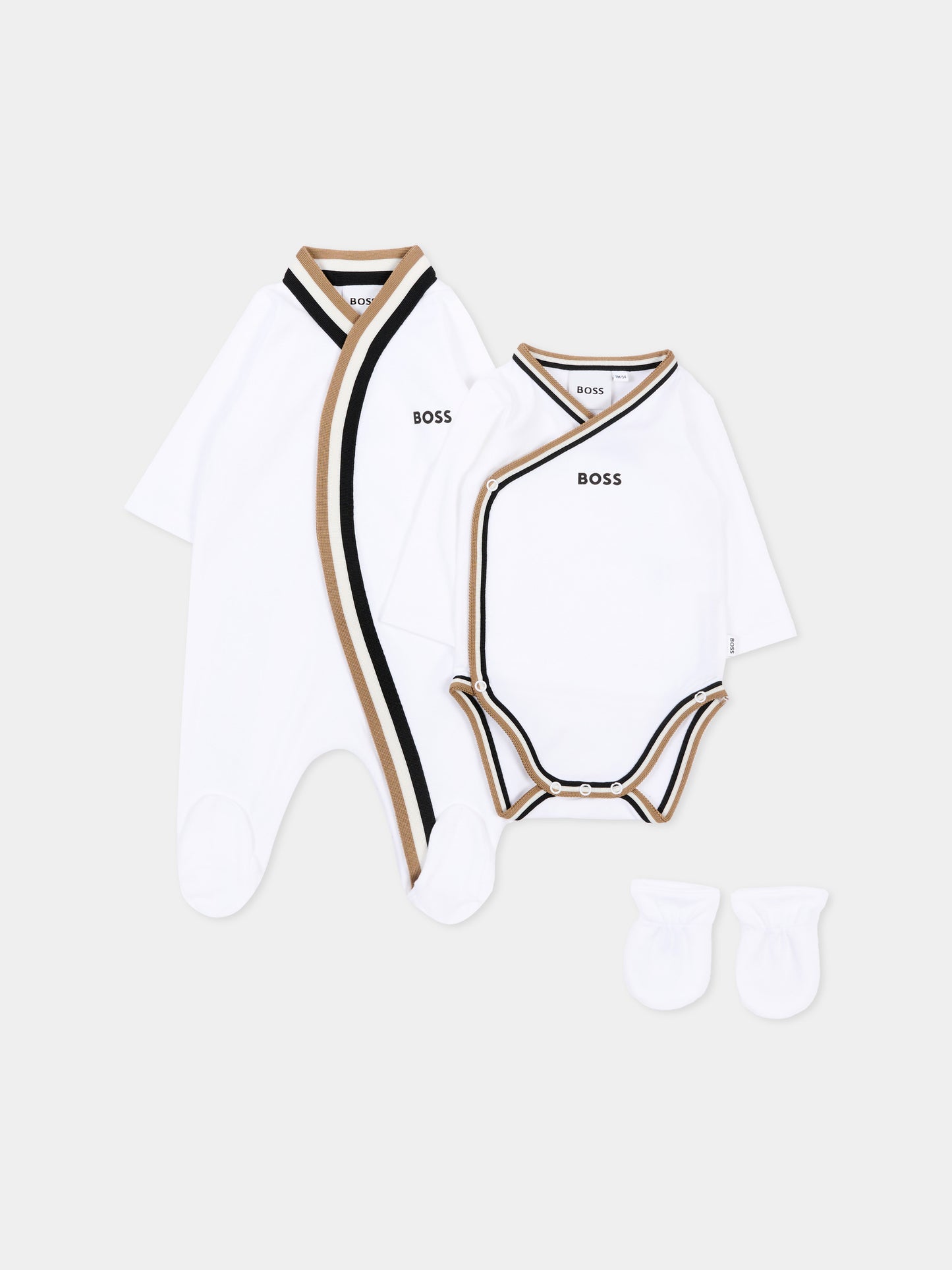 Set tutine bianco per neonato con logo,Boss,J53055 10P