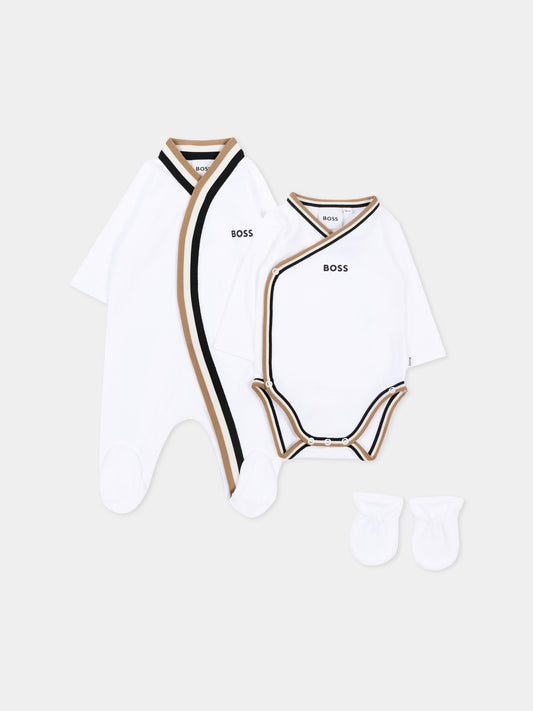Set tutine bianco per neonato con logo,Boss,J53055 10P