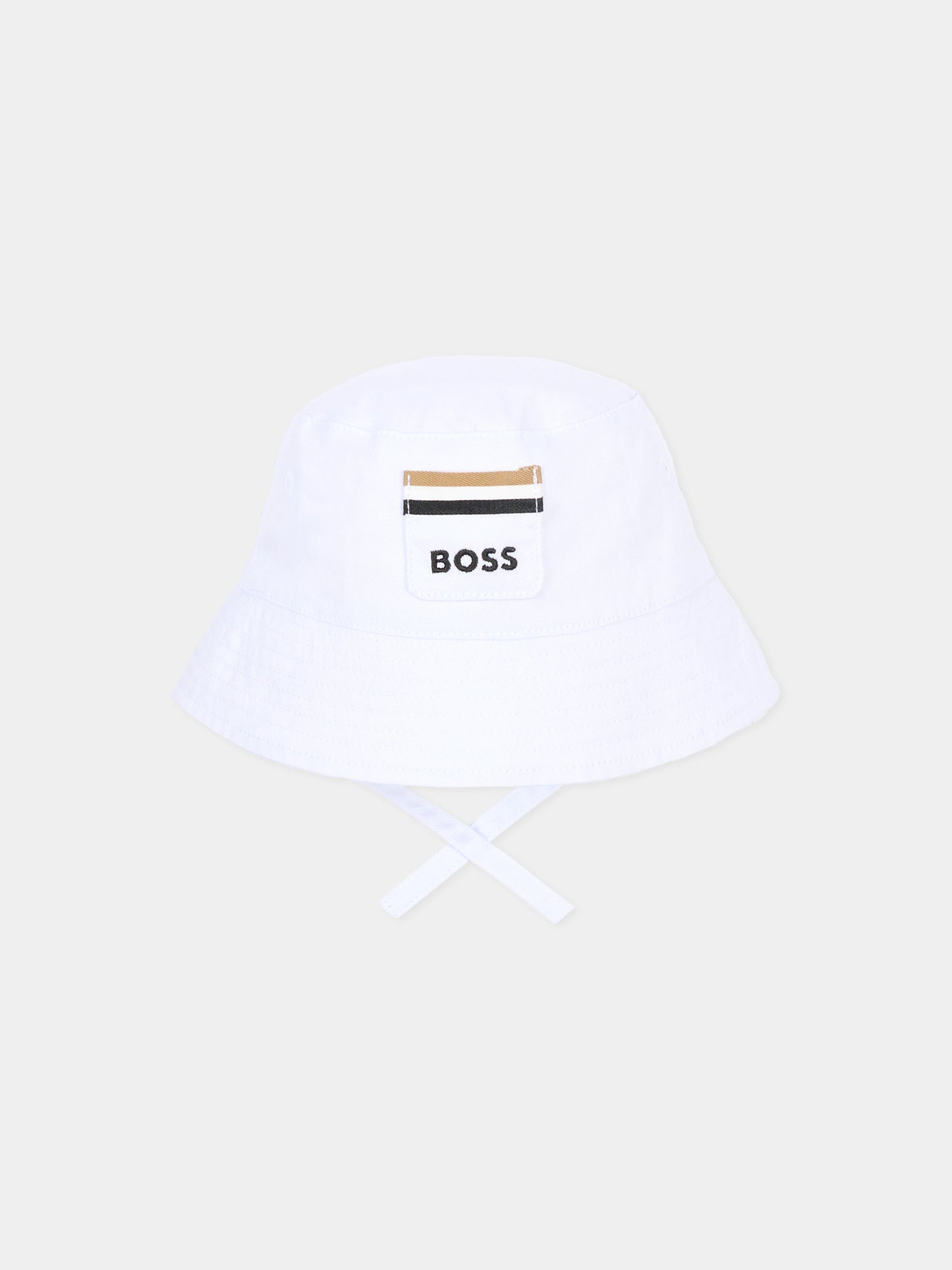 Cloche bianca per neonato con logo,Boss,J53103 10P