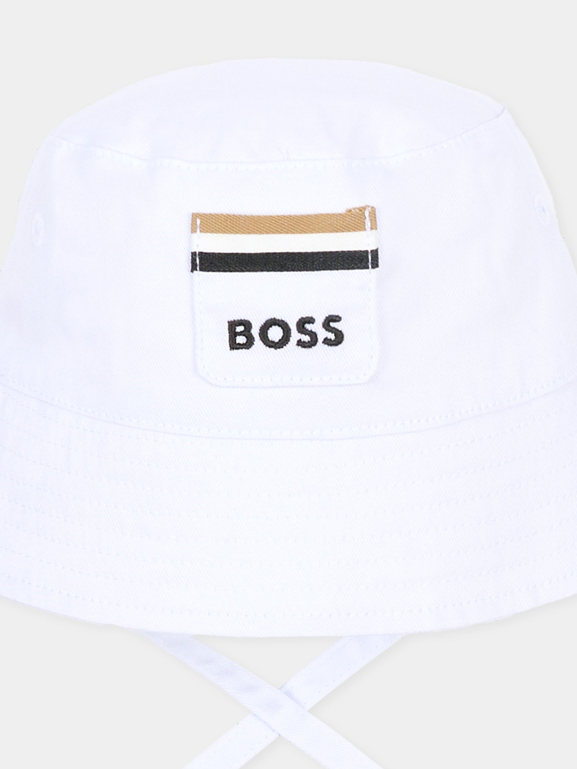 Cloche bianca per neonato con logo,Boss,J53103 10P