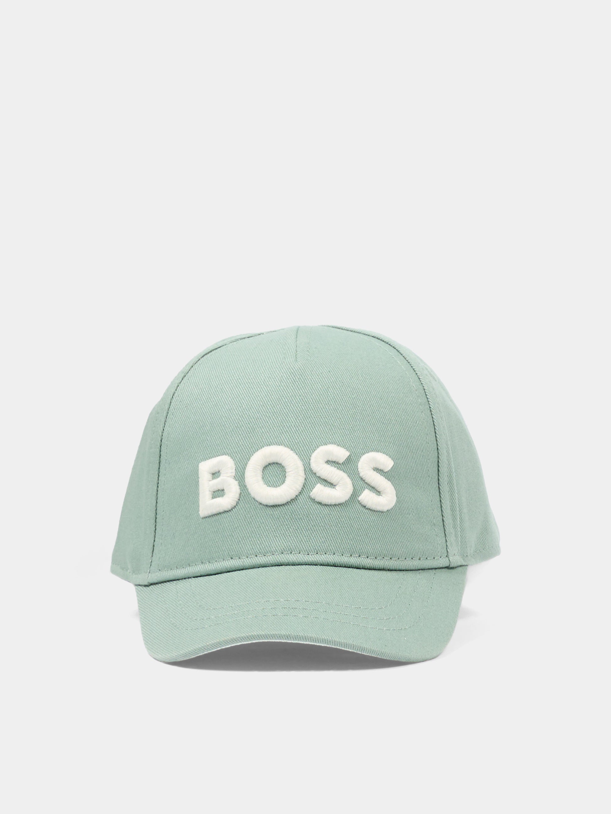 Cappello verde per neonato con logo,Boss,J53142 64U