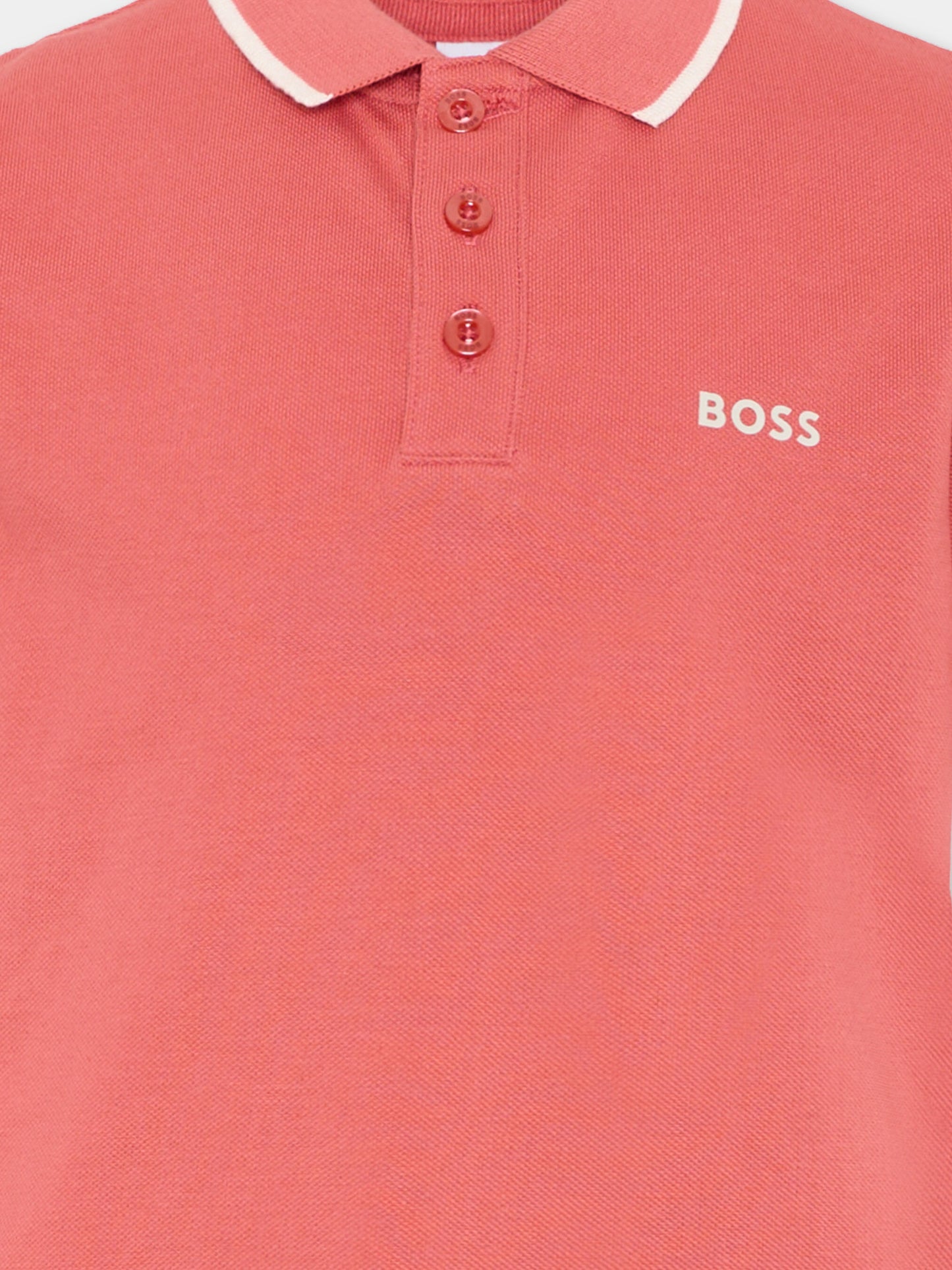 Polo rossa per bambino con logo,Boss,J53169 48B