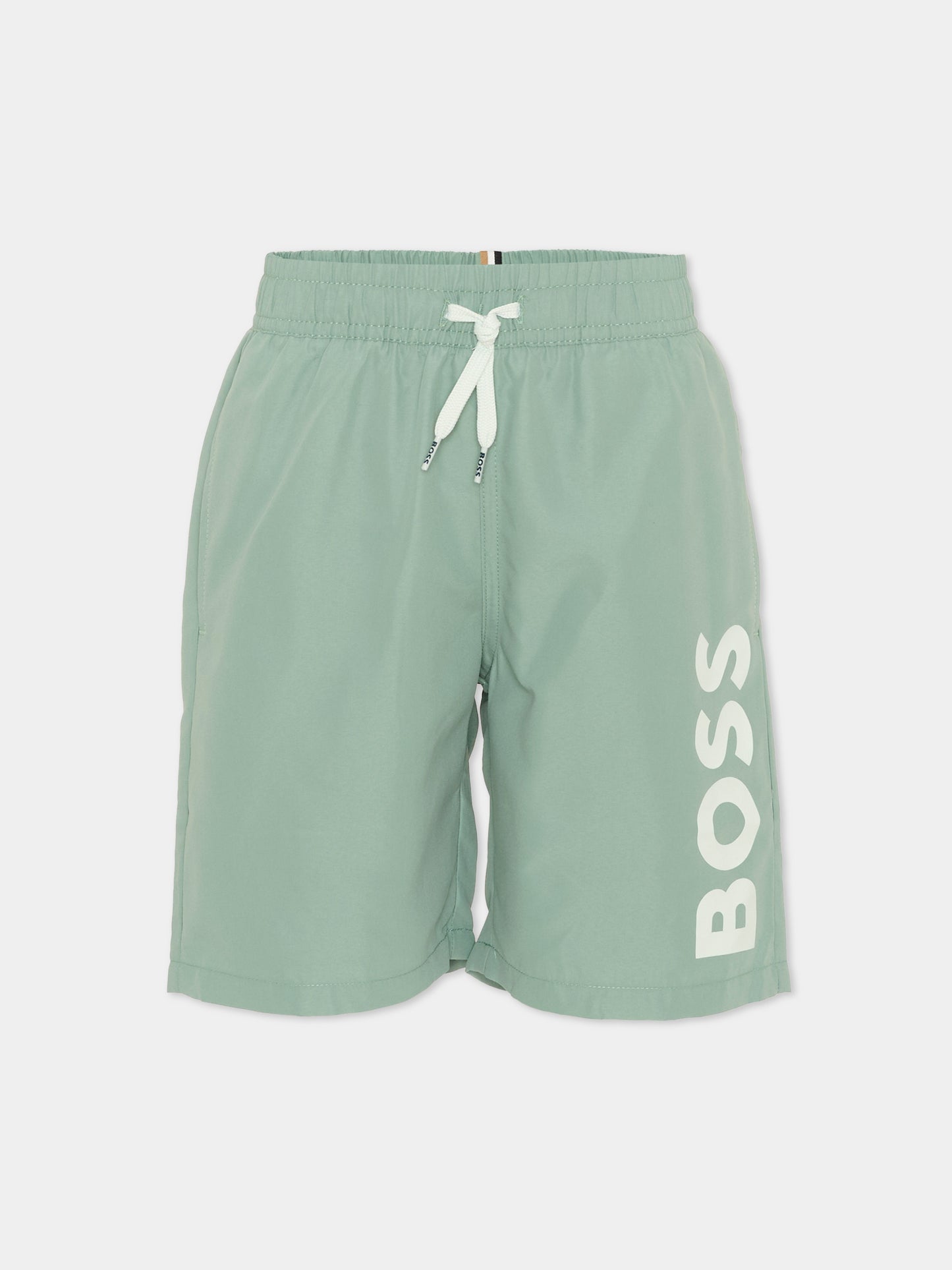 Boxer mare verde per bambino logo BOSS,Boss,J53171 64U