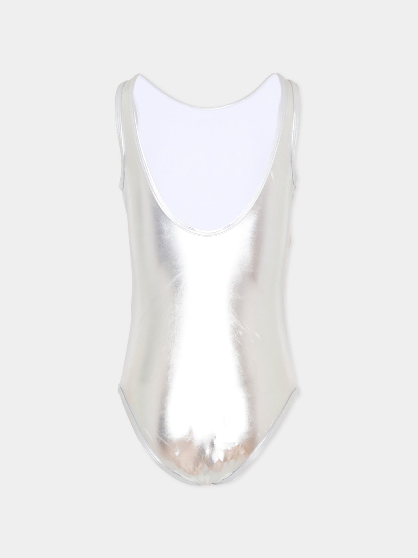Costume intero argento per bambina con logo,Dkny,D62565 016