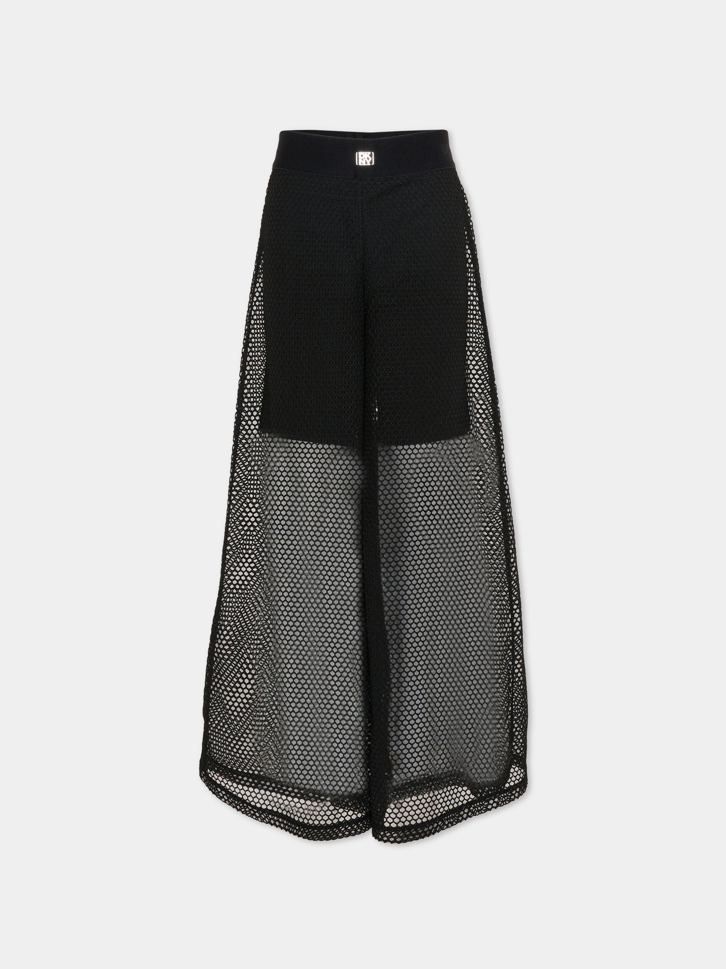 Pantaloni neri per bambina con logo,Dkny,D62580 09B