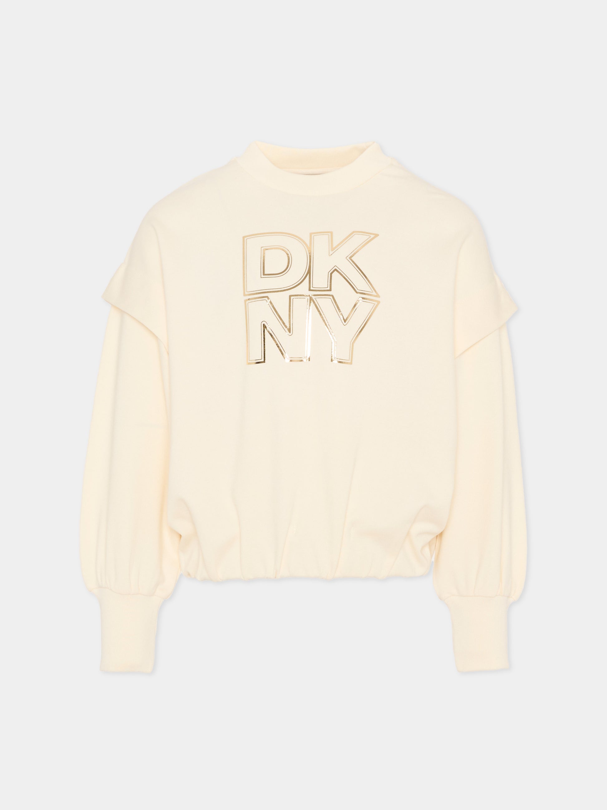 Felpa gialla per bambina con logo,Dkny,D62615 519
