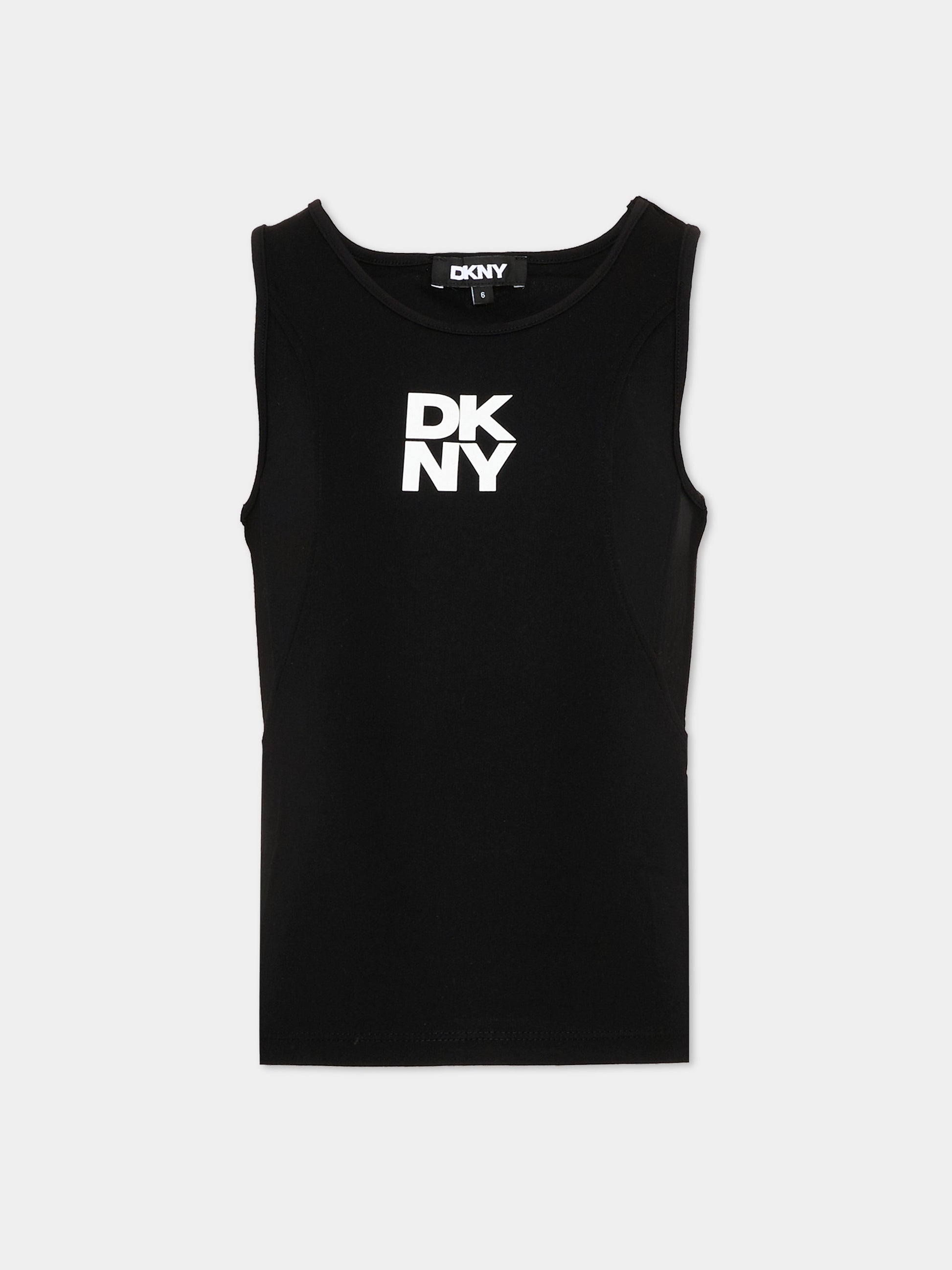 Canotta nero per bambina con logo,Dkny,D62616 09B