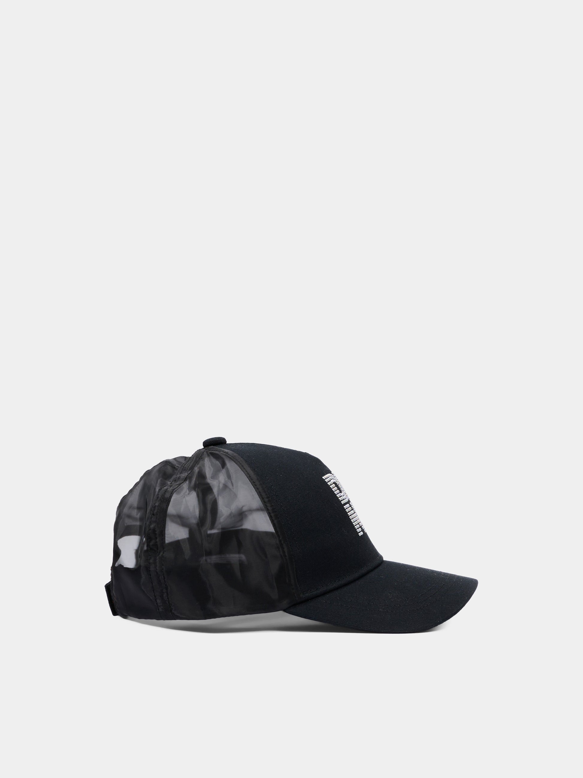 Cappello con visiera nero per bambina con logo,Dkny,D62642 09B