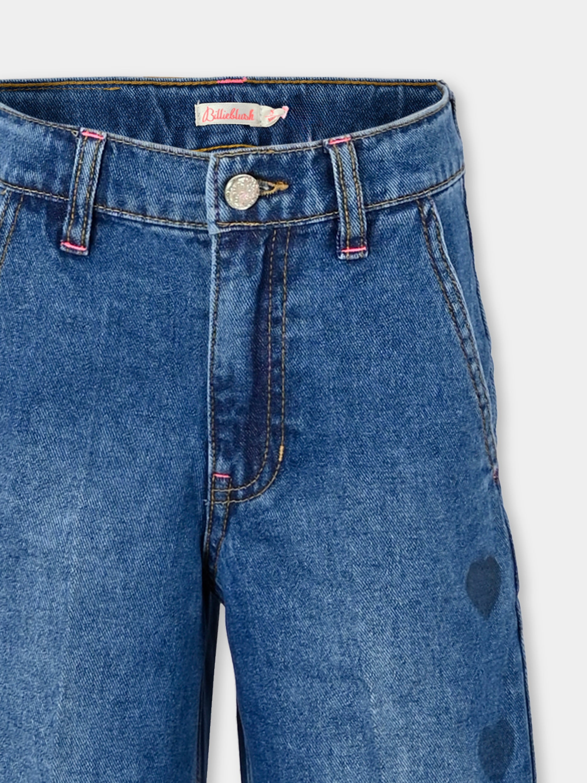 Jeans denim per bambina con cuori,Billieblush,U20450 Z18