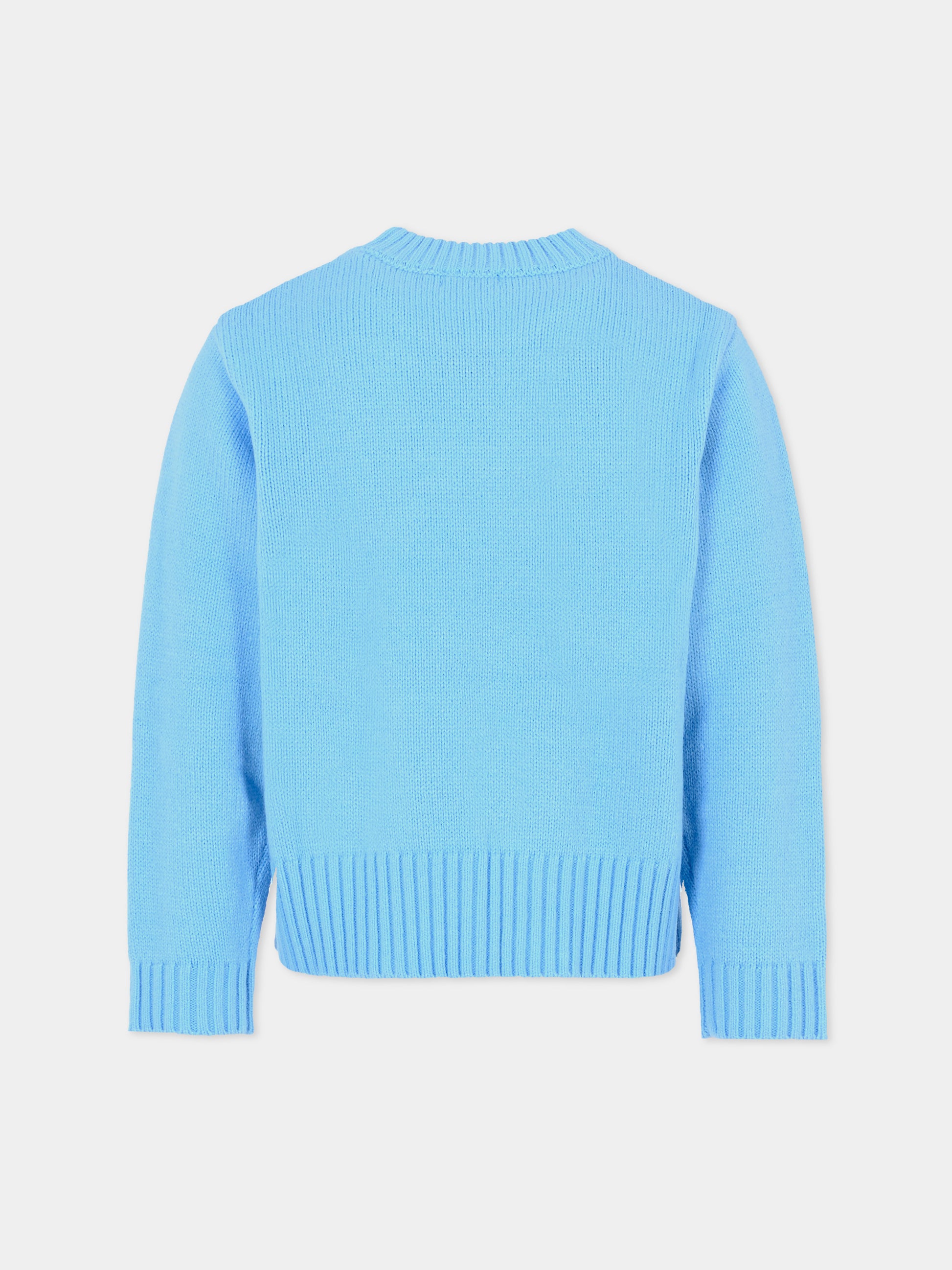 Maglione azzurro per bambina con ricamo e pietre,Billieblush,U20462 80R