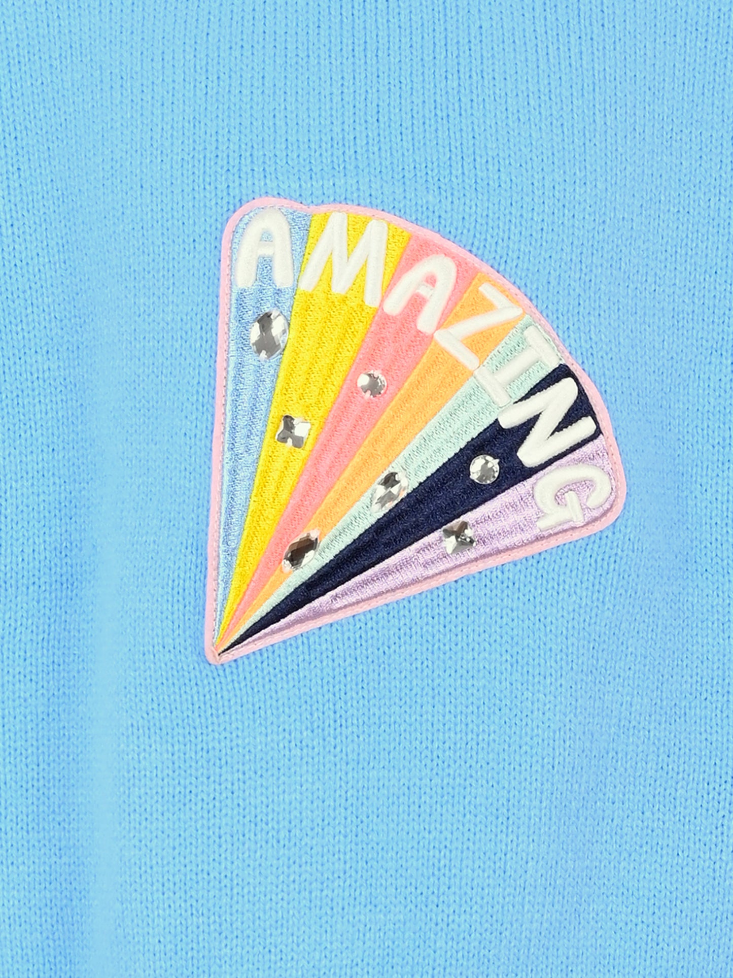 Maglione azzurro per bambina con ricamo e pietre,Billieblush,U20462 80R