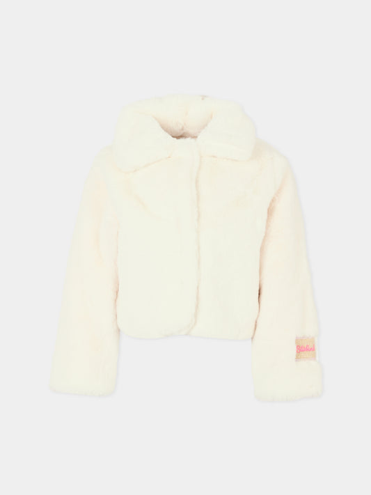 Ecopelliccia avorio per bambina con patch,Billieblush,U20545 121