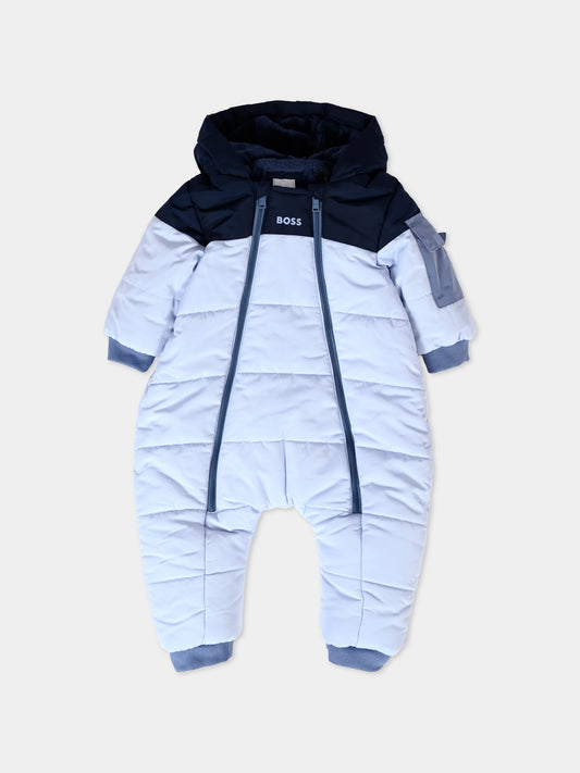 Piumino celeste per neonato con logo,Boss,J51048 771