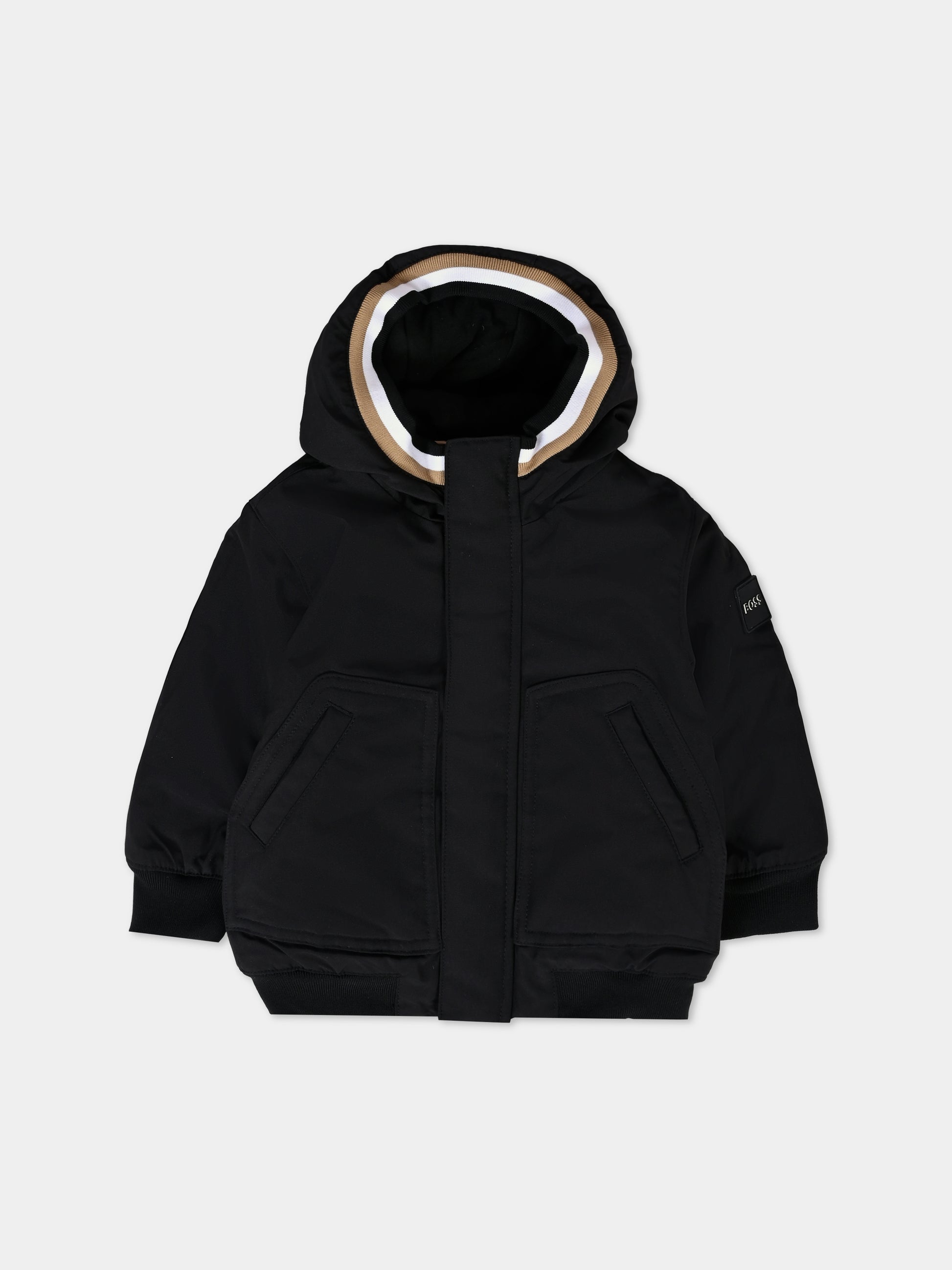 Piumino nero per neonato con logo,Boss,J51251 09B