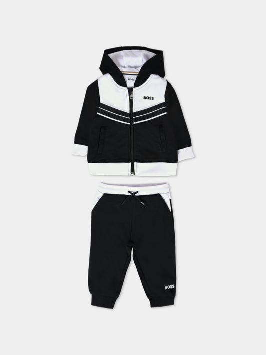 Completo nero per neonato con logo,Boss,J51264 09B