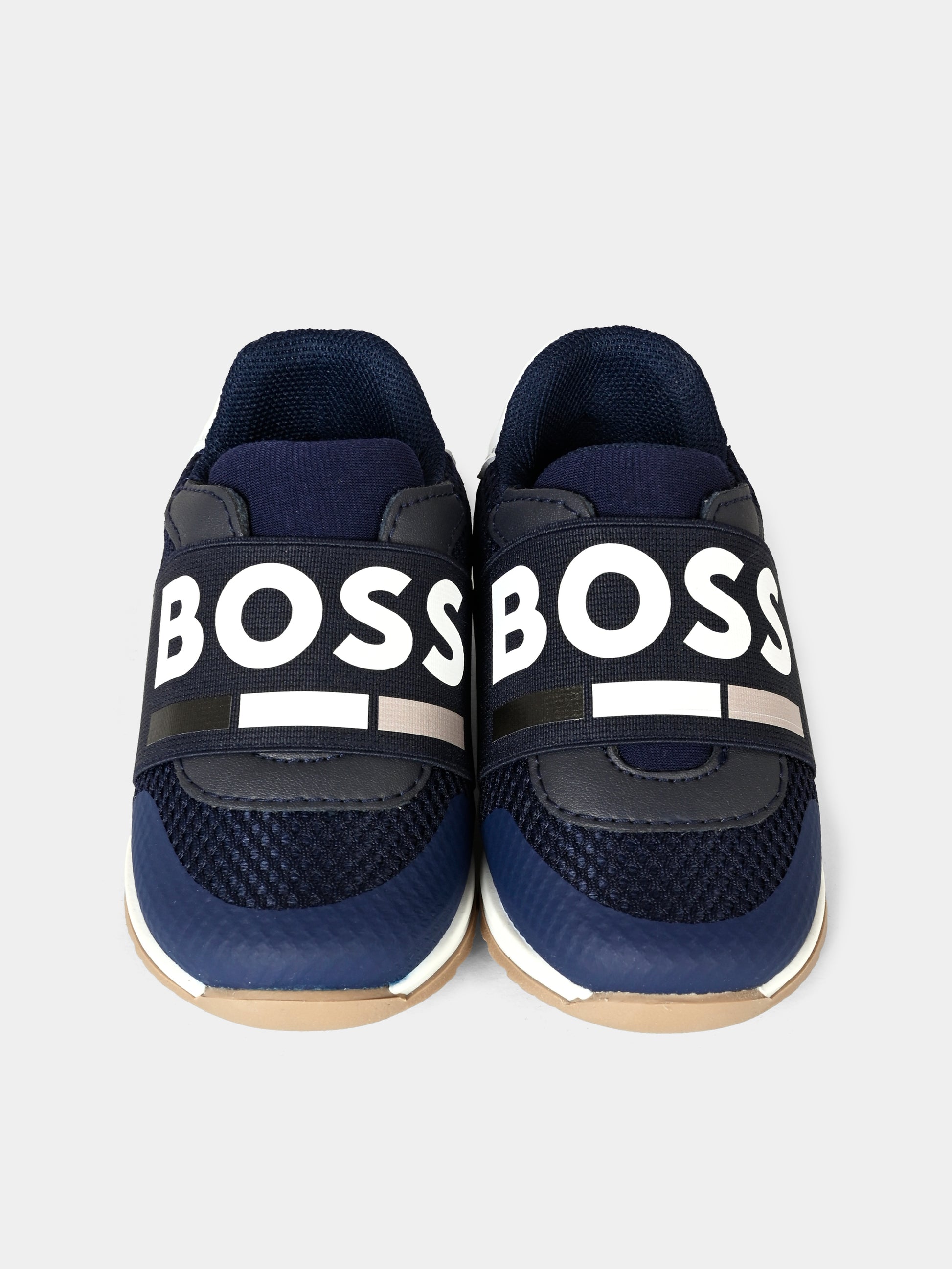 Sneakers blu per neonato e bambino con logo,Boss,J51335 849