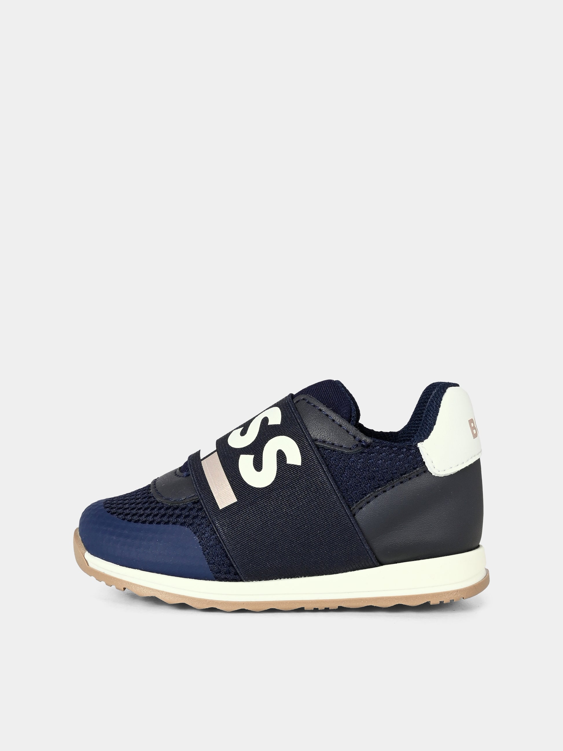 Sneakers blu per neonato e bambino con logo,Boss,J51335 849