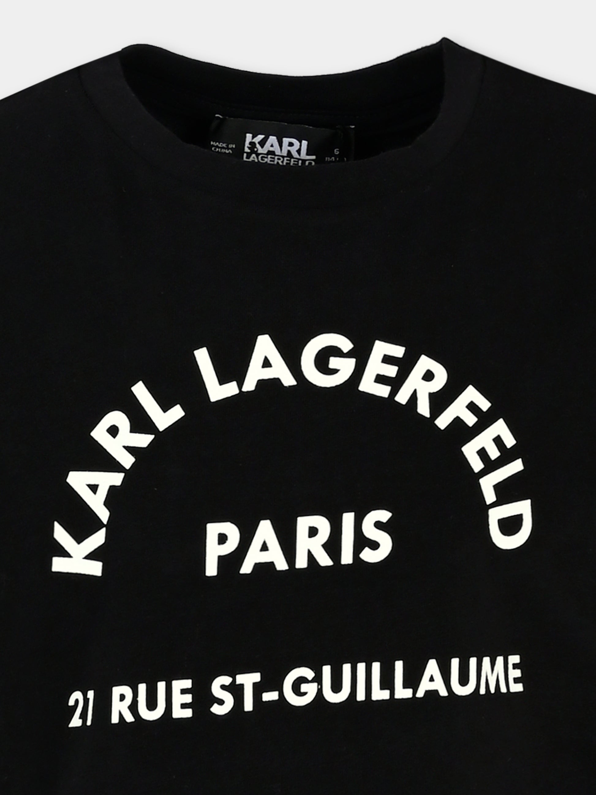 T-shirt nera per bambina con logo,Karl Lagerfeld Kids,Z30205 09B