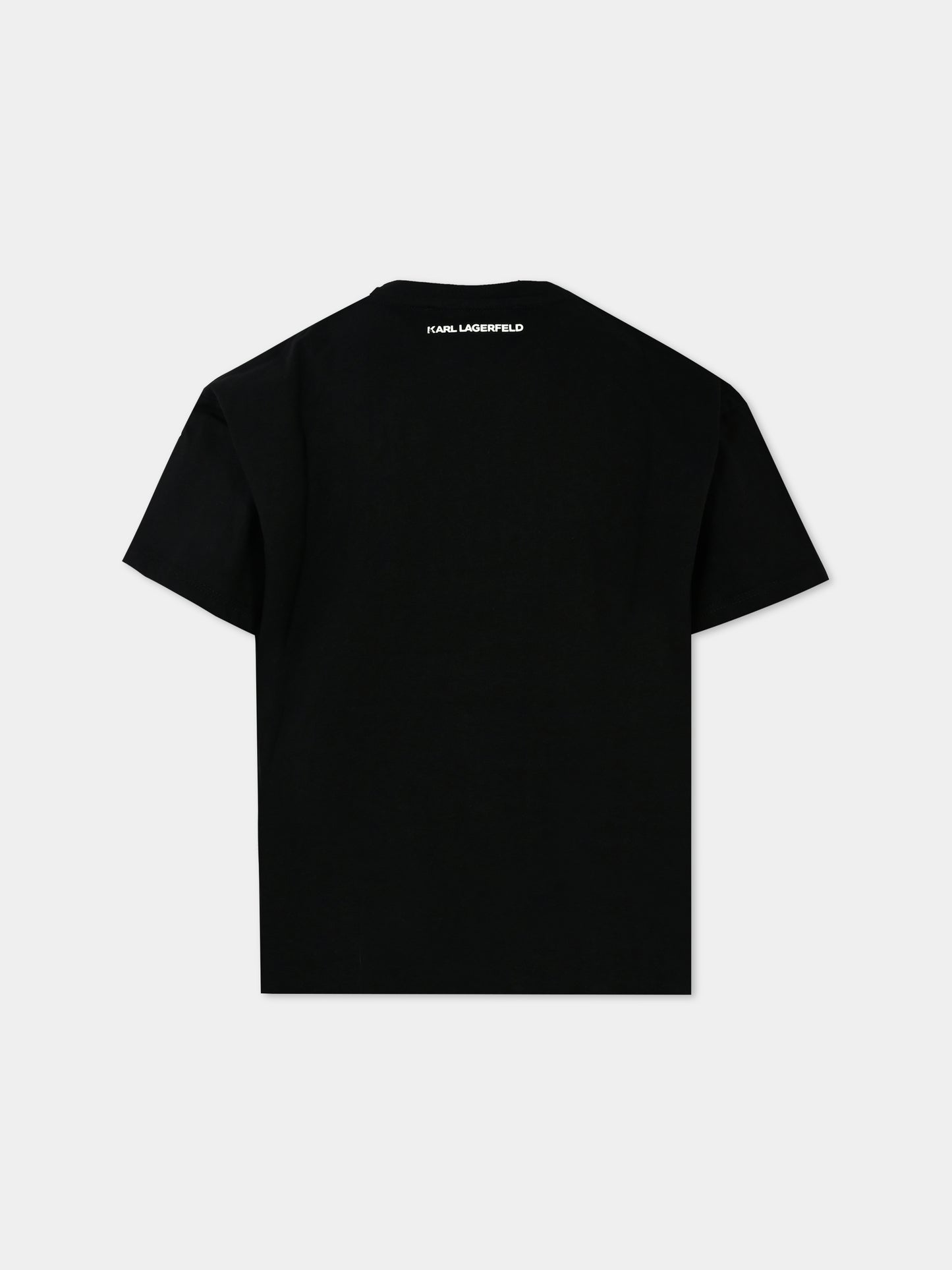 T-shirt nera per bambina con logo,Karl Lagerfeld Kids,Z30212 09B