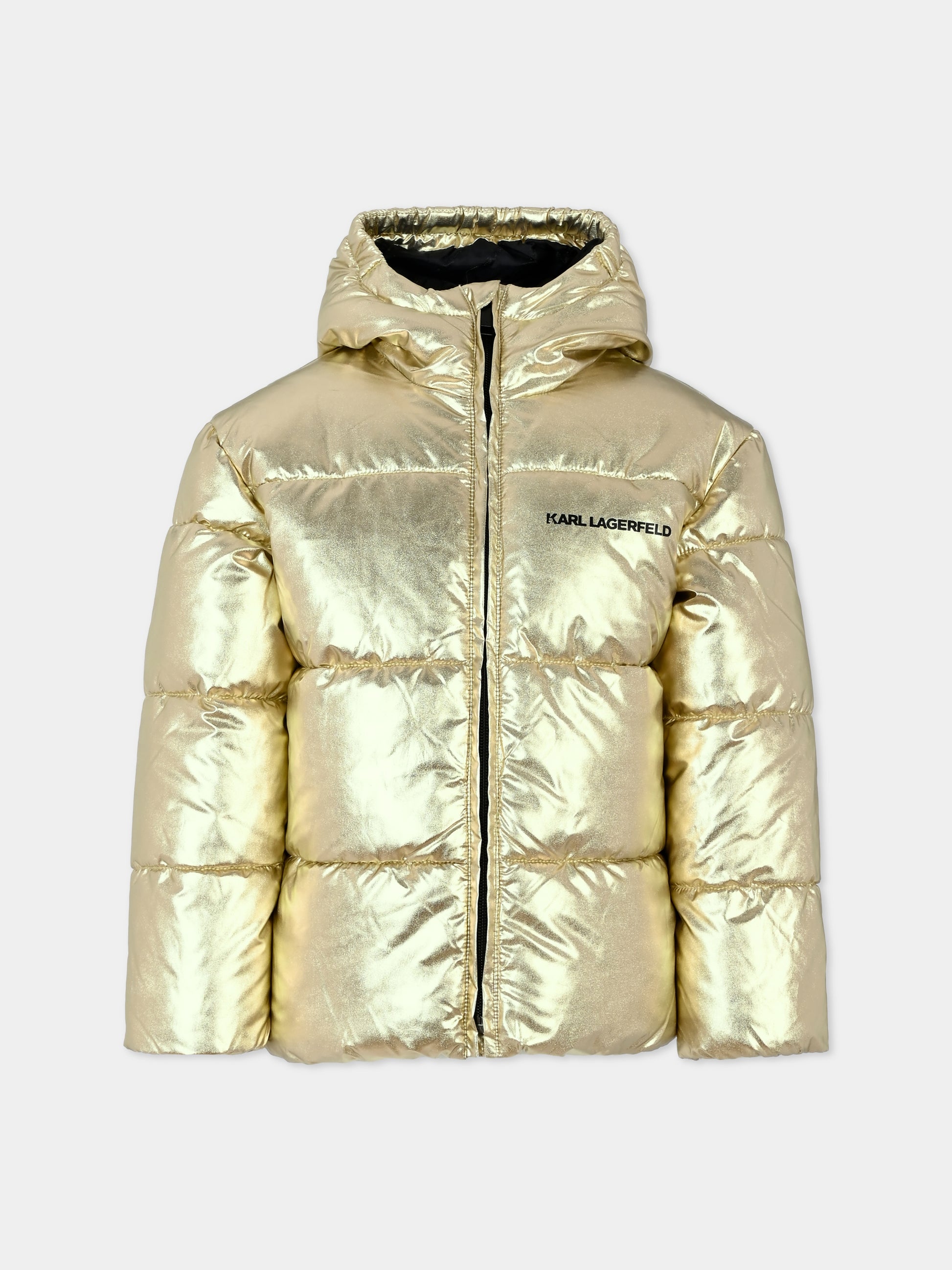 Piumino oro per bambina con logo,Karl Lagerfeld Kids,Z30234 M15