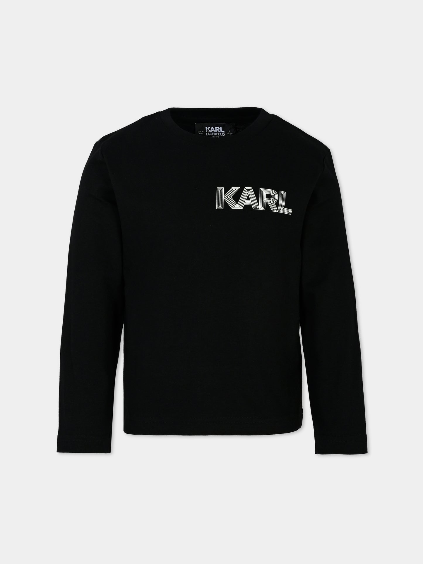 T-shirt nera per bambino con Karl Lagerfeld,Karl Lagerfeld Kids,Z30243 09B