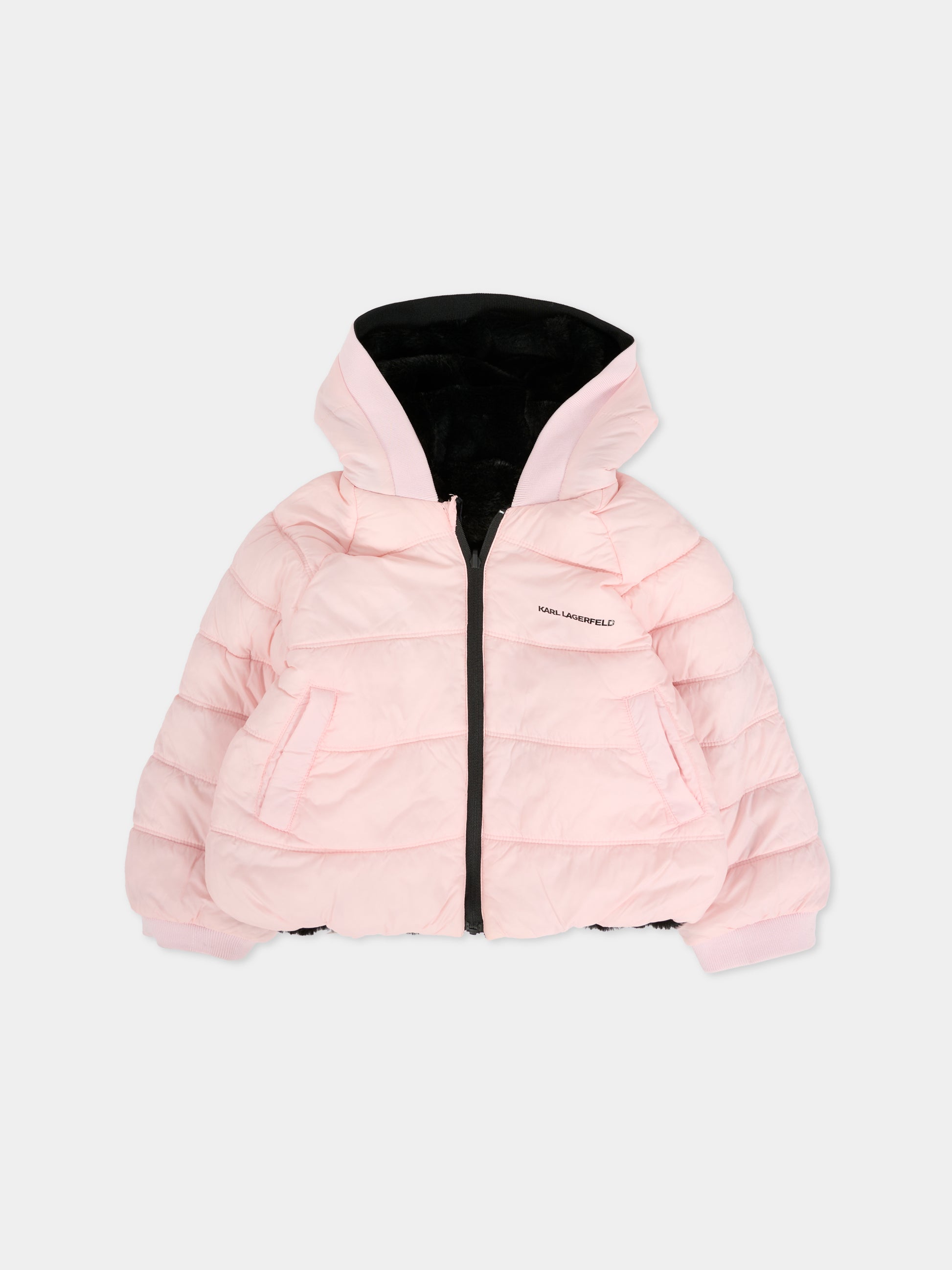 Piumino rosa per bambina con logo,Karl Lagerfeld Kids,Z30286 S90