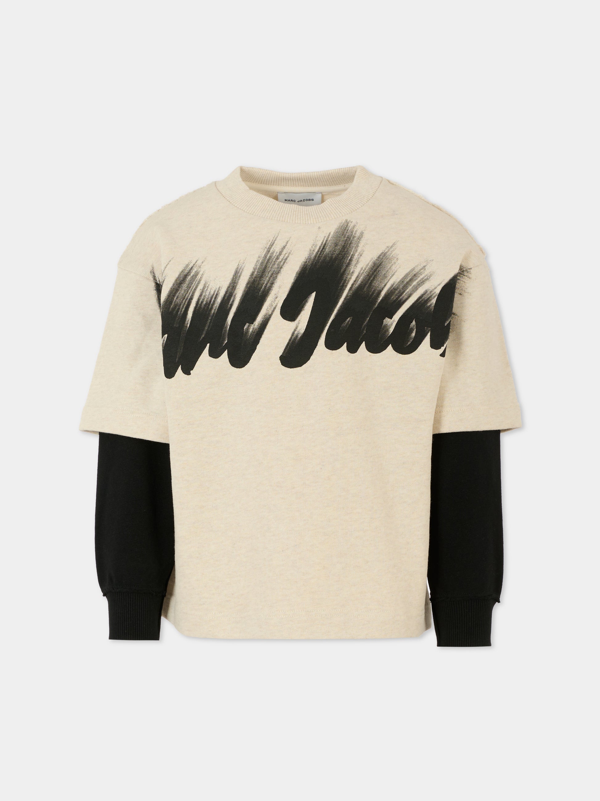 Felpa beige per bambino con logo,Marc Jacobs,W60297 21D
