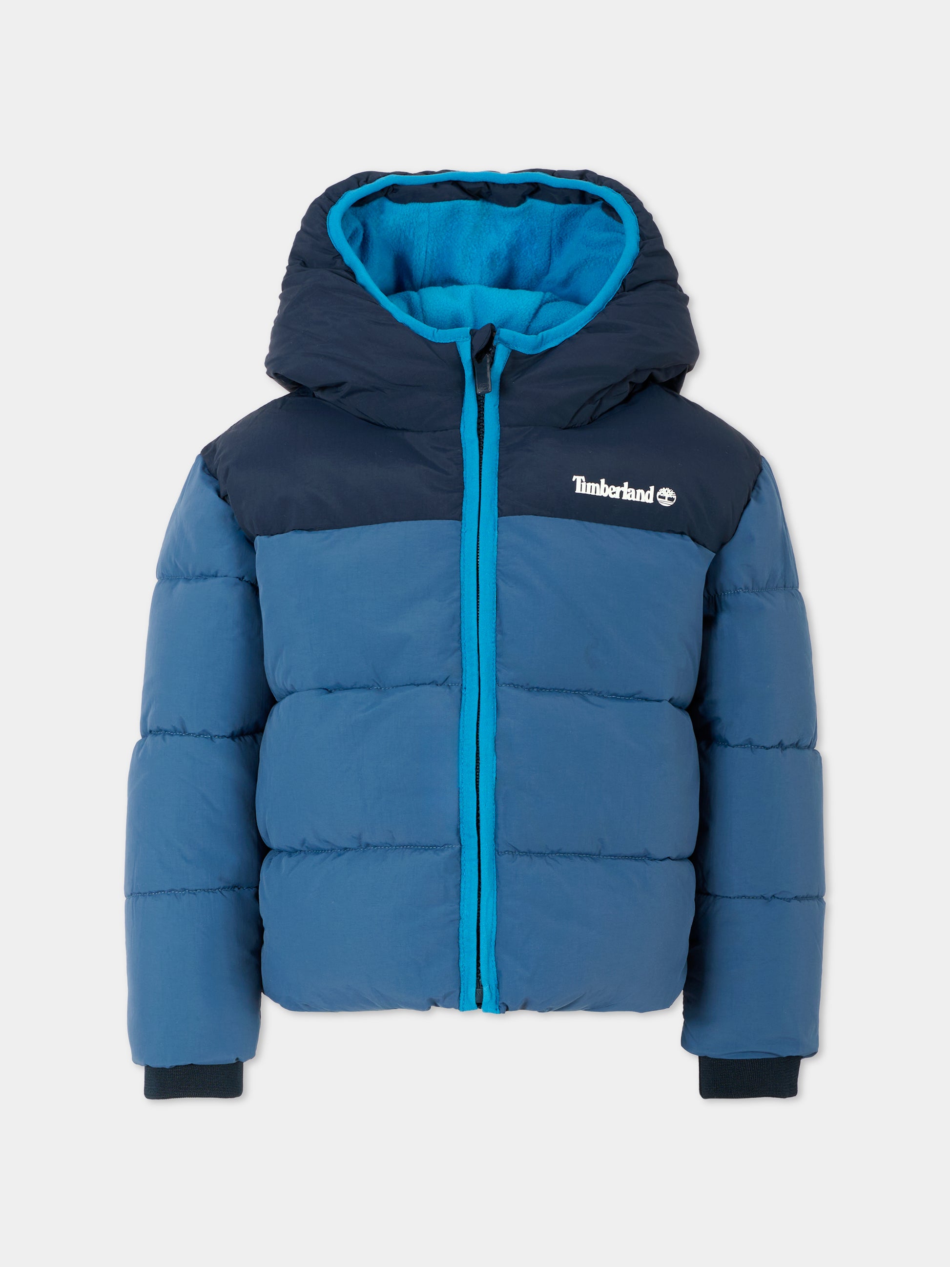 Piumino blu per bambino con logo,Timberland,T60246 827