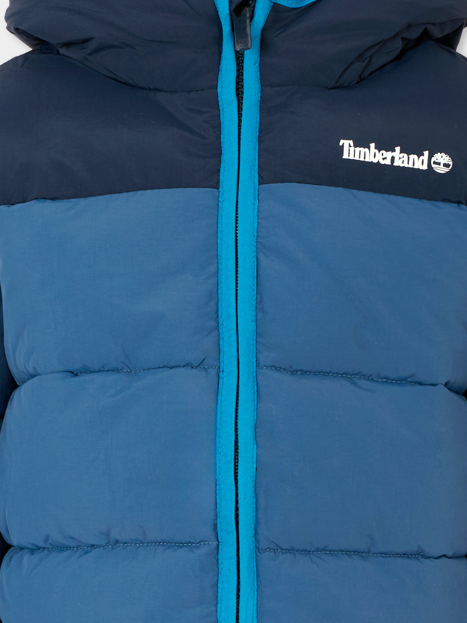 Piumino blu per bambino con logo,Timberland,T60246 827