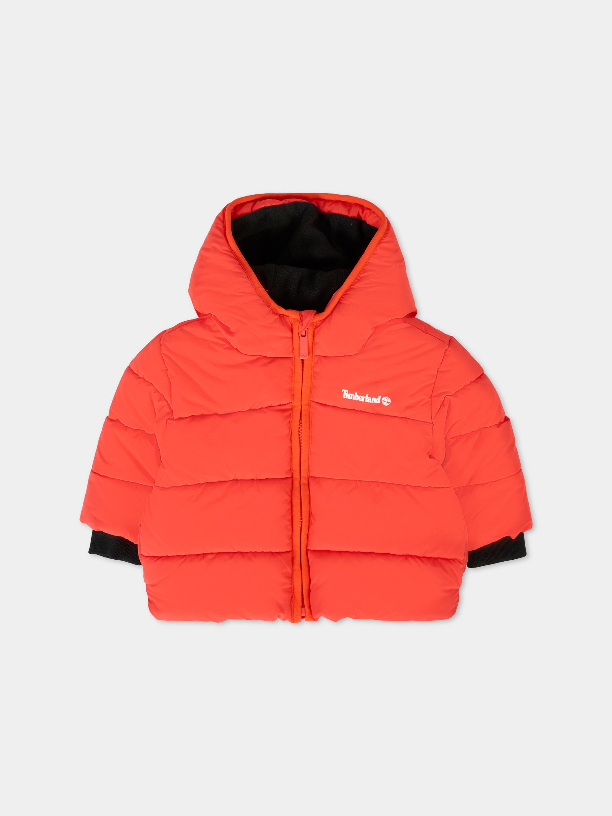 Piumino rosso per neonato con logo,Timberland,T60246 98G