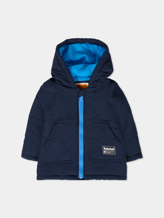 Piumino blu per neonato con logo,Timberland,T60247 83D