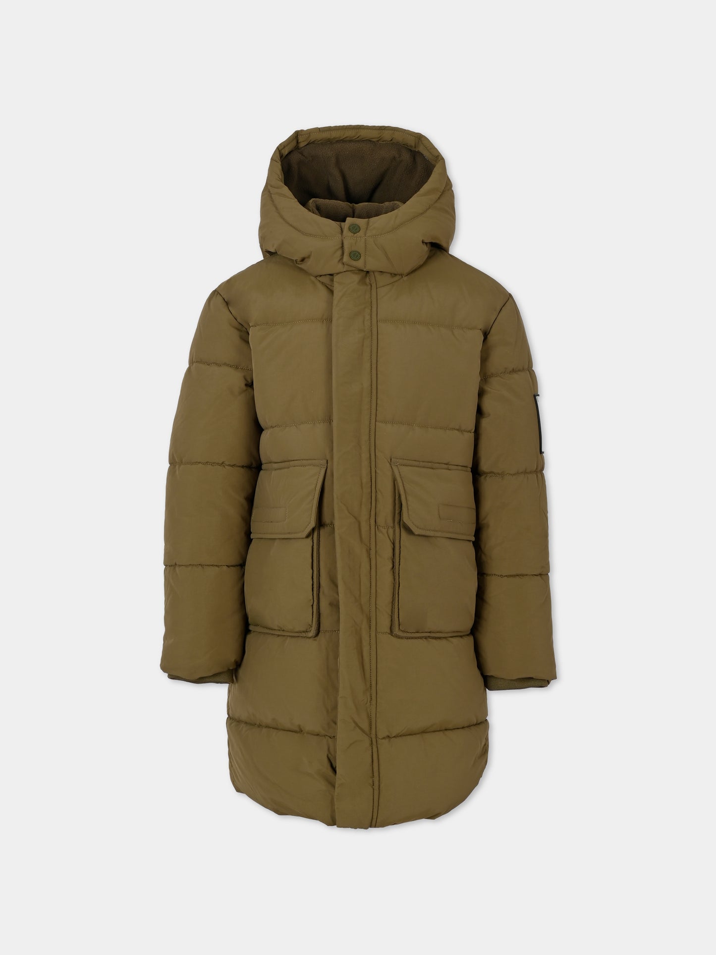 Piumino verde per bambino con patch,Timberland,T60281 64J