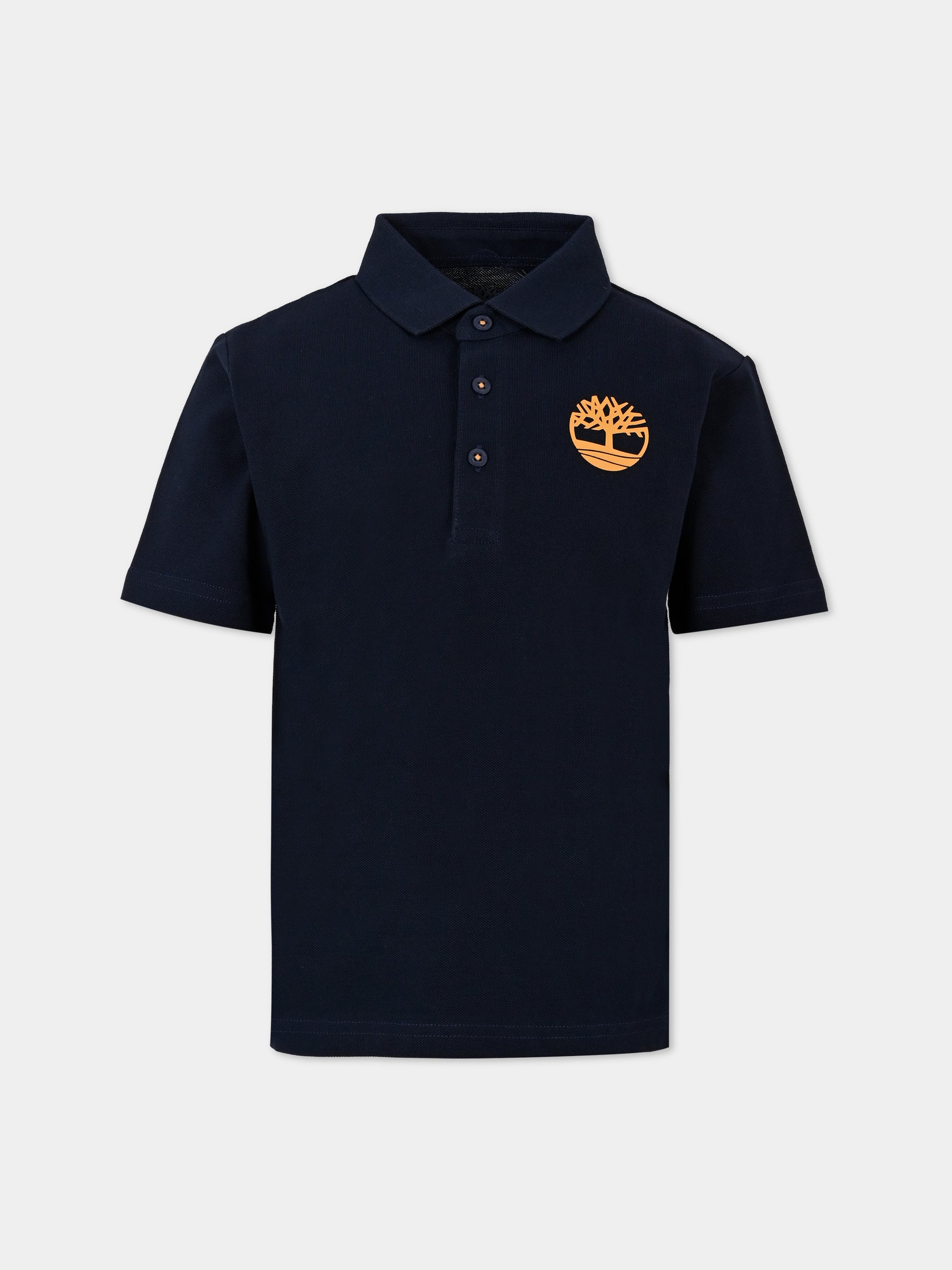 Polo blu per bambino con logo,Timberland,T60310 83D