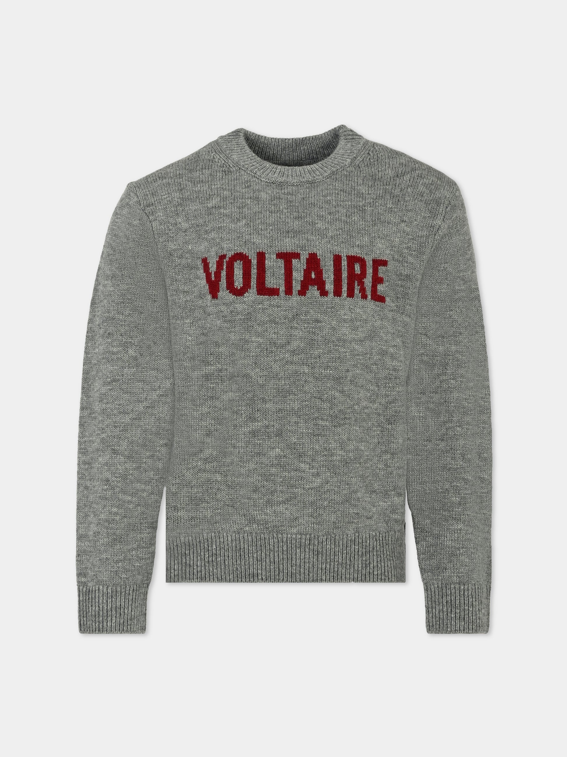 Maglione grigio per bambini con logo,Zadig & Voltaire Kids,X60168 A39