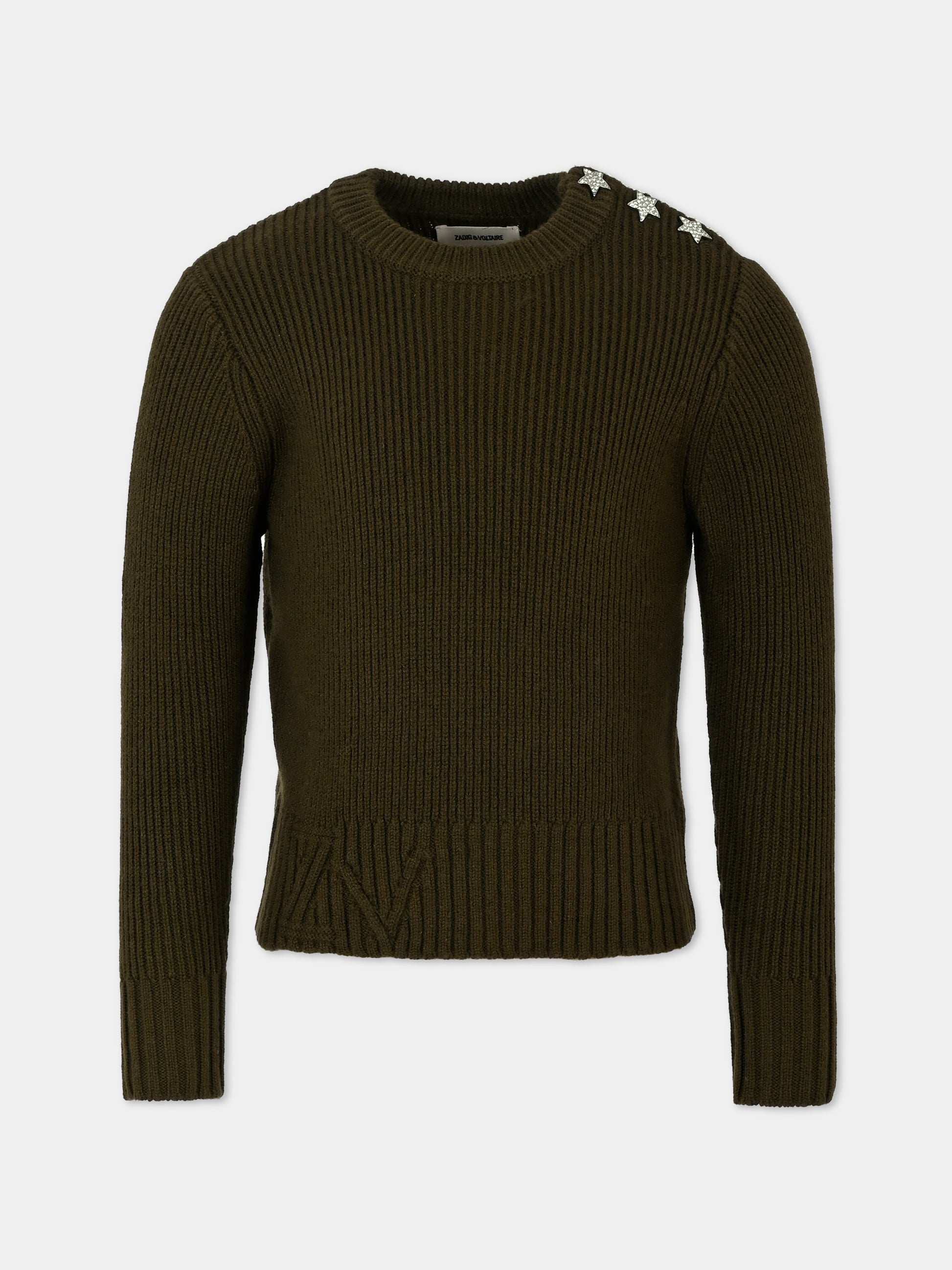 Maglione verde per bambina con stelle,Zadig & Voltaire Kids,X60216 637