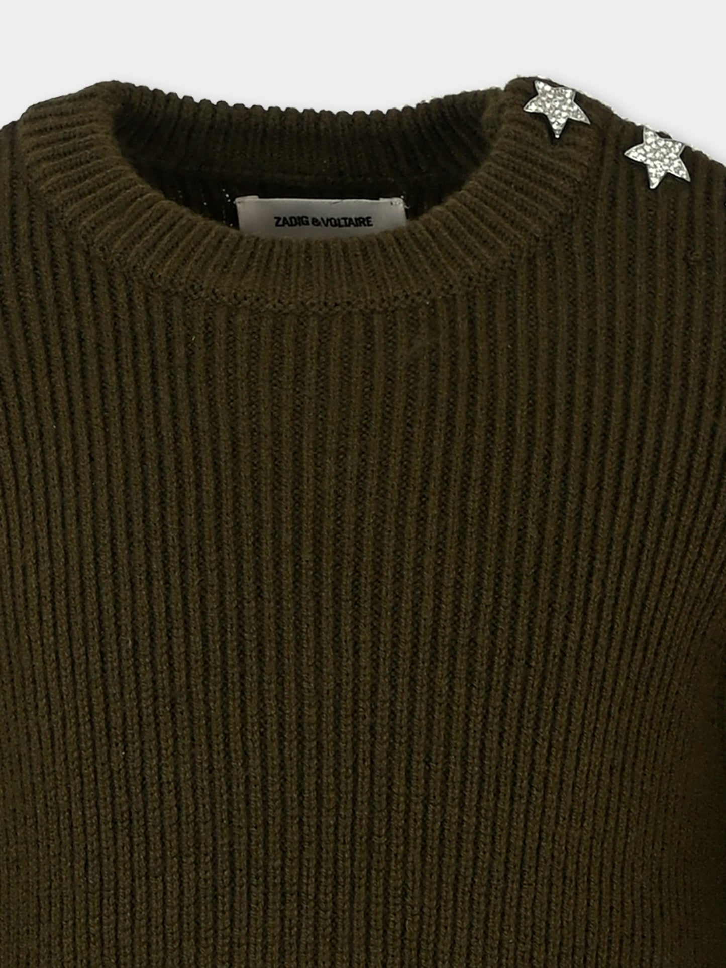 Maglione verde per bambina con stelle,Zadig & Voltaire Kids,X60216 637