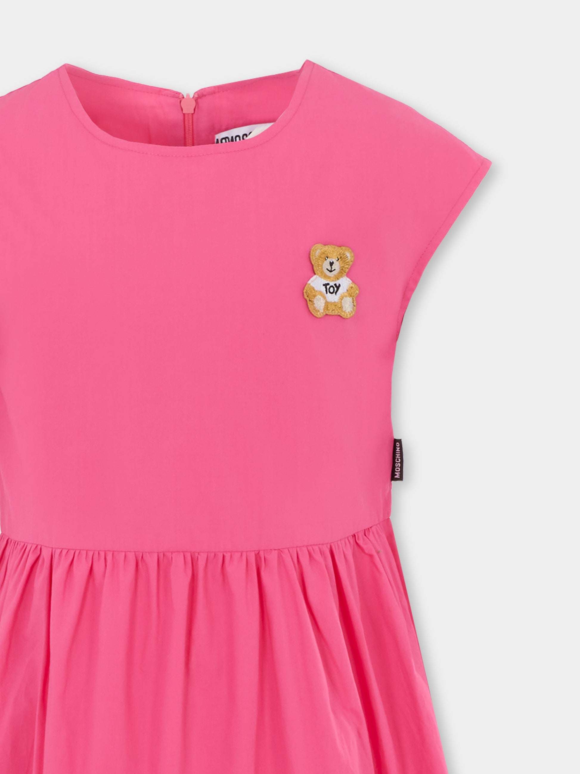 Vestito fucsia per bambina con Teddy Bear,Moschino Kids,HAV0EF LLA12 50533