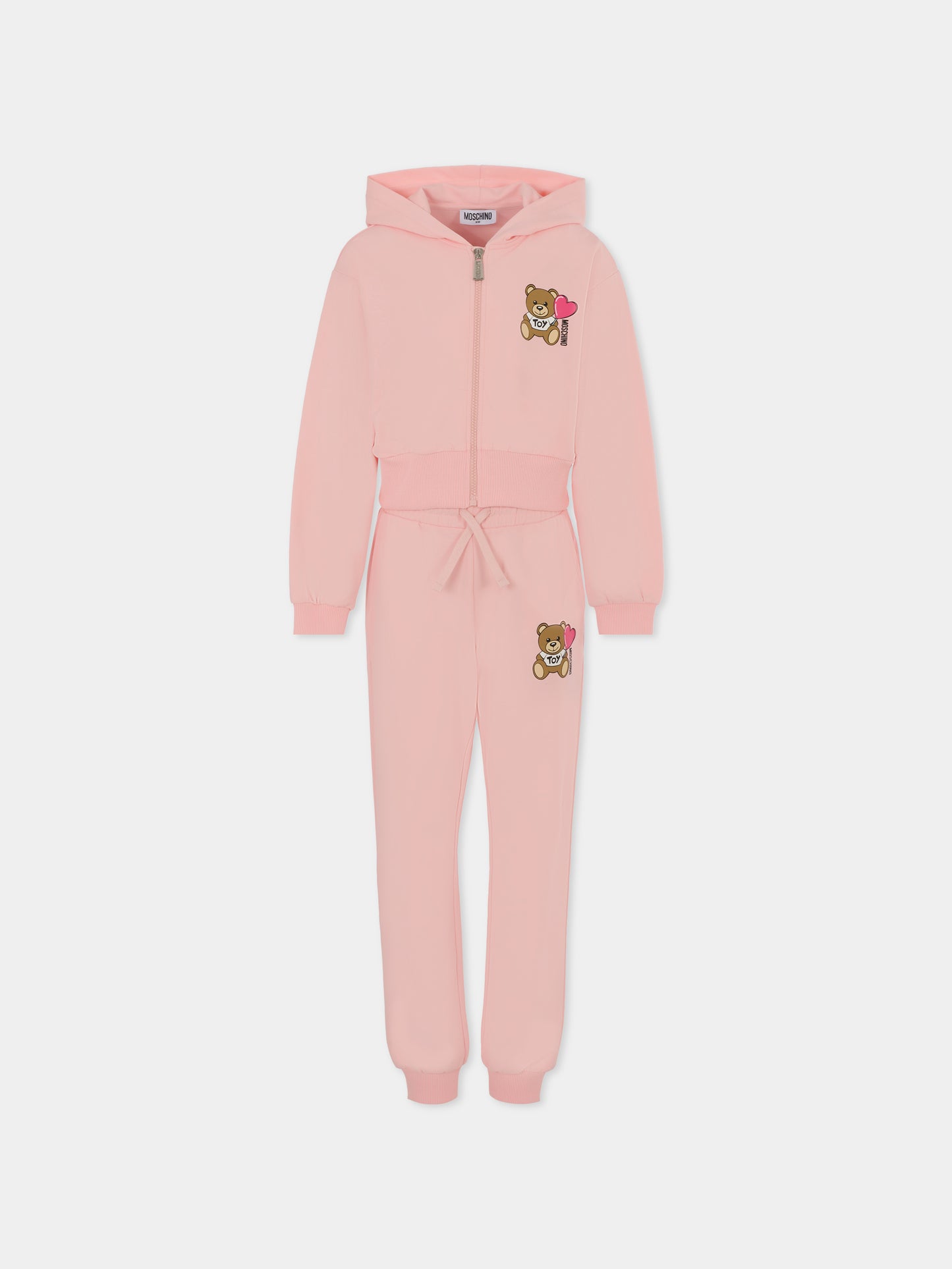 Completo rosa per bambina con Teddy Bear e cuore,Moschino Kids,HDK033 LDA00 50209