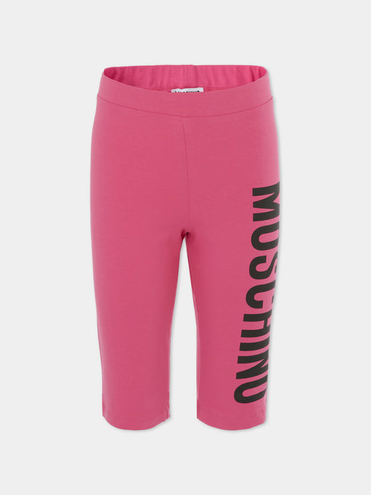Shorts fucsia per bambina con logo,Moschino Kids,HDQ01T LBA00 50533