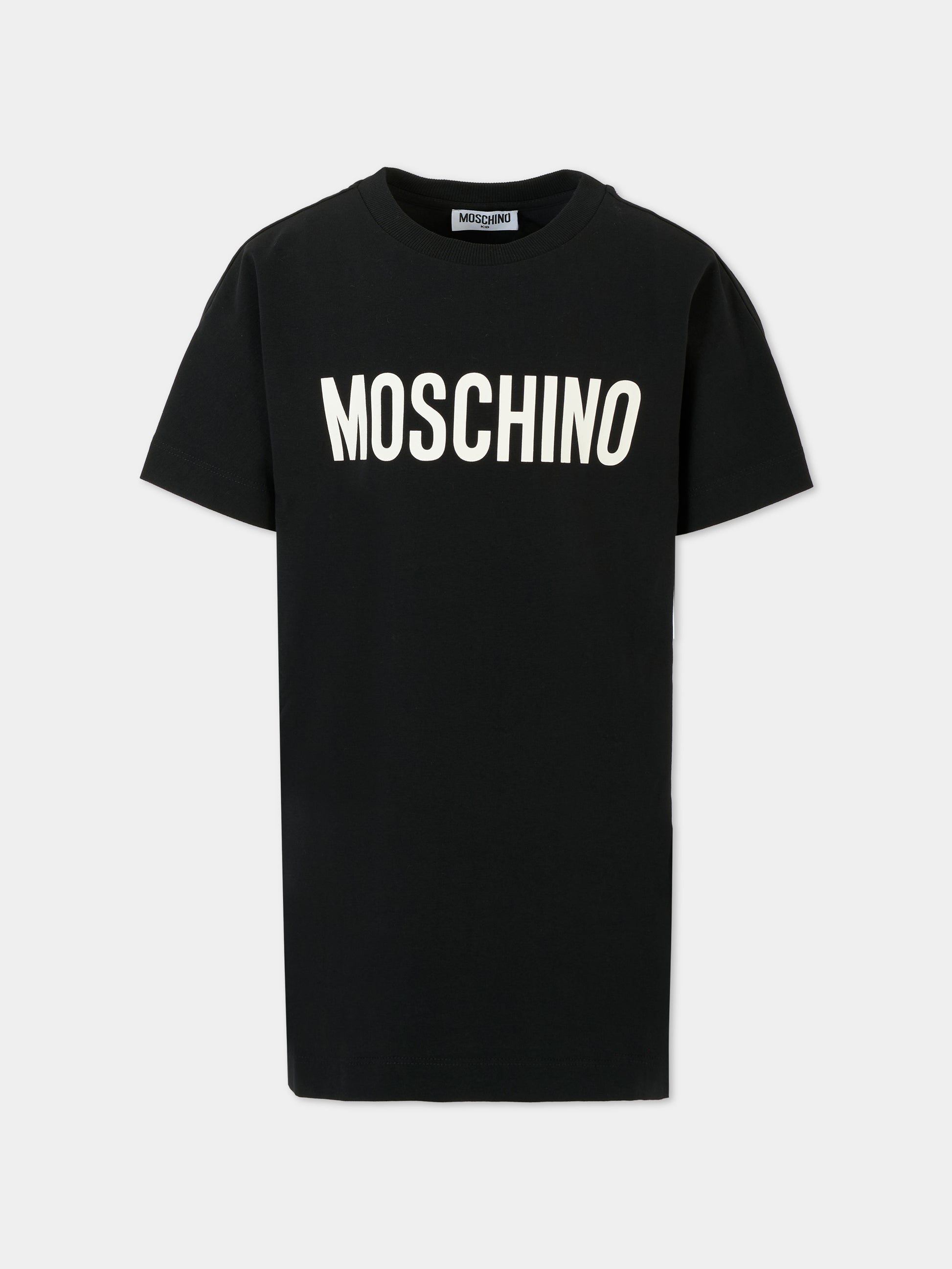 Vestito nero per bambina con logo,Moschino Kids,HDV0GN LBA10 60100