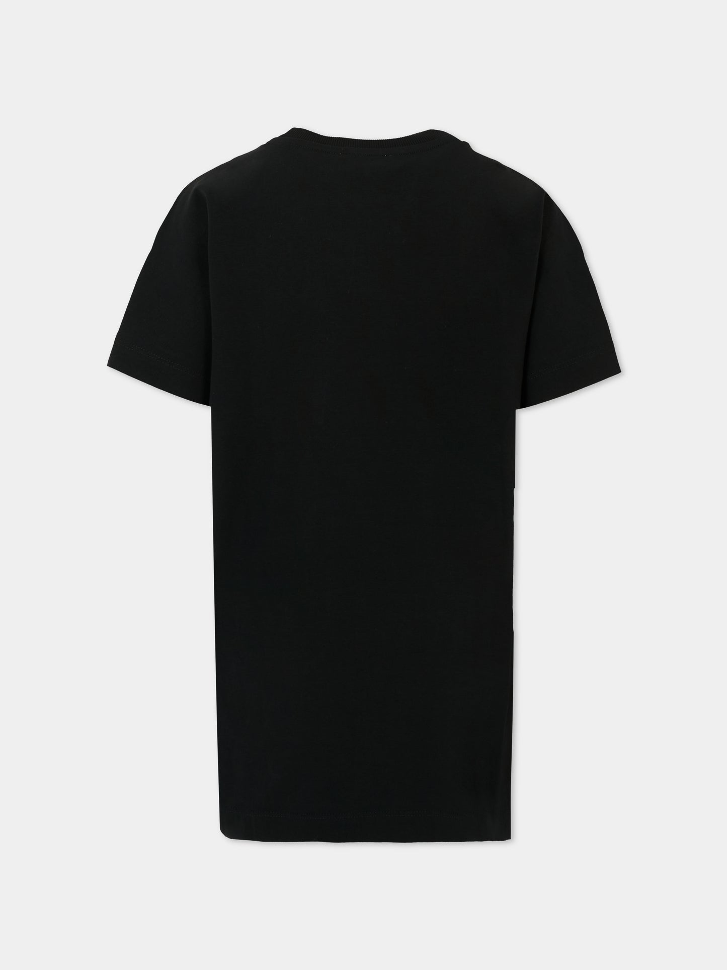 Vestito nero per bambina con logo,Moschino Kids,HDV0GN LBA10 60100