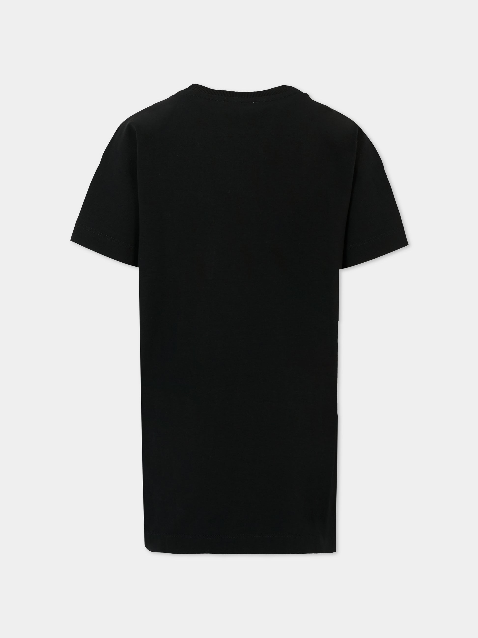 Vestito nero per bambina con logo,Moschino Kids,HDV0GN LBA10 60100